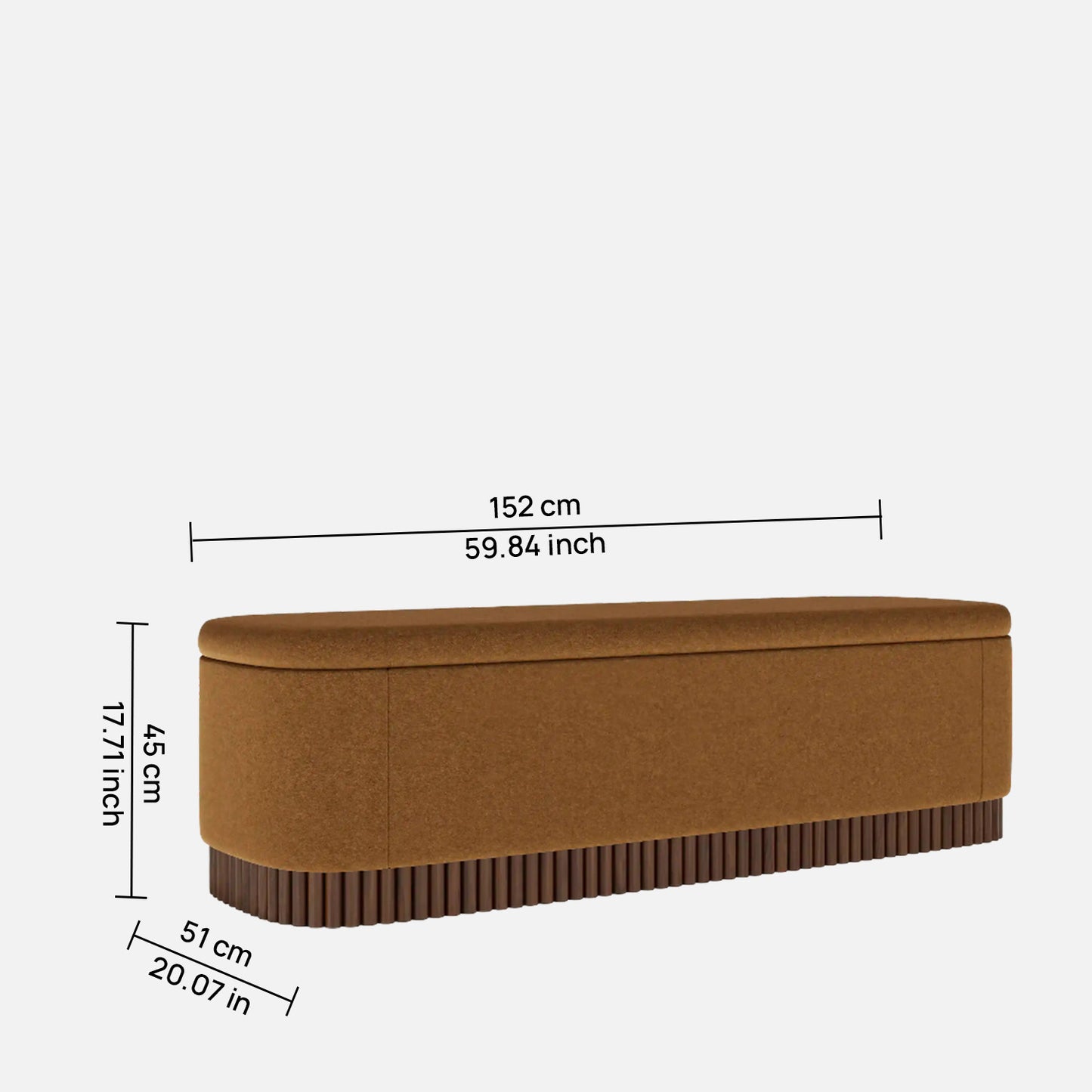 Lunara Edge Caramel Brown Boucle Storage Bench
