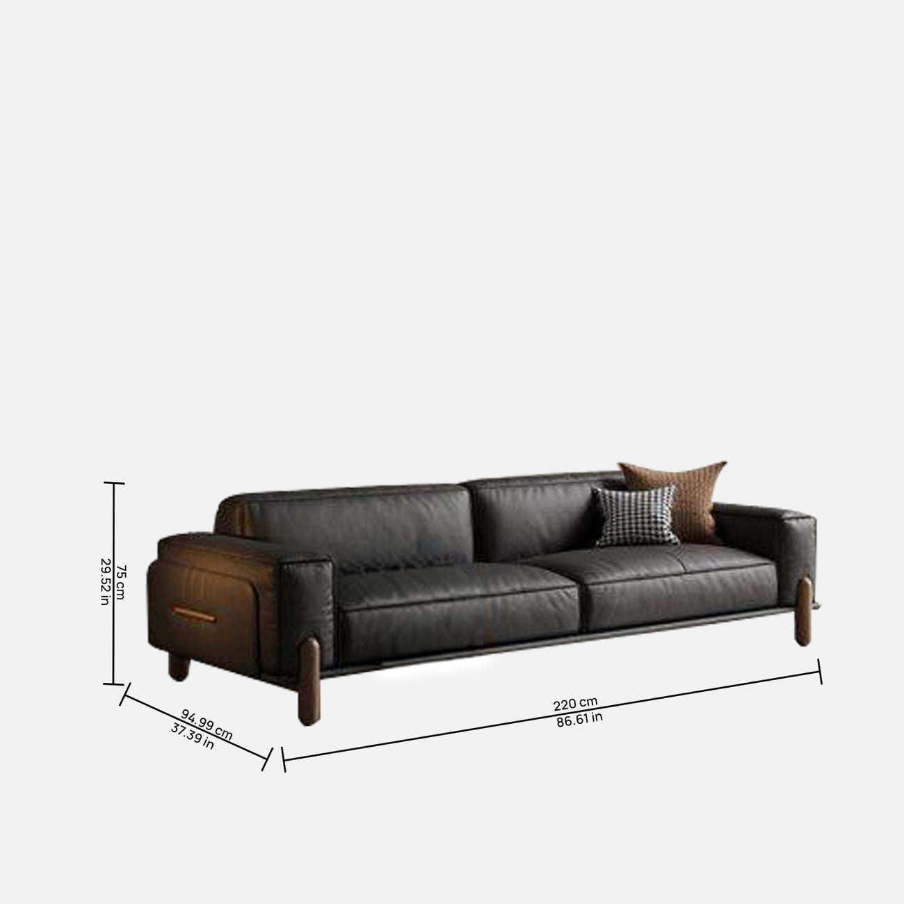 Elaris Leatherette 3 Seater Sofa in Black Colour