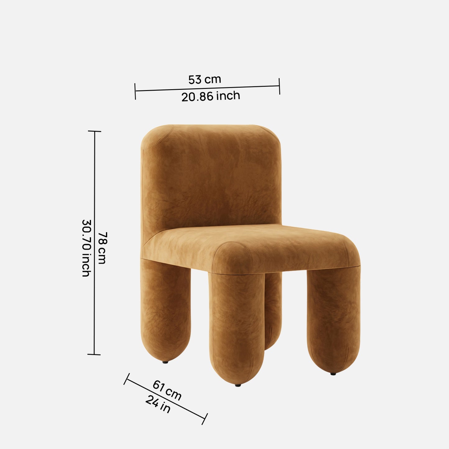 Dreoven Sculpt Cocoa Brown Quad Velvet Chair