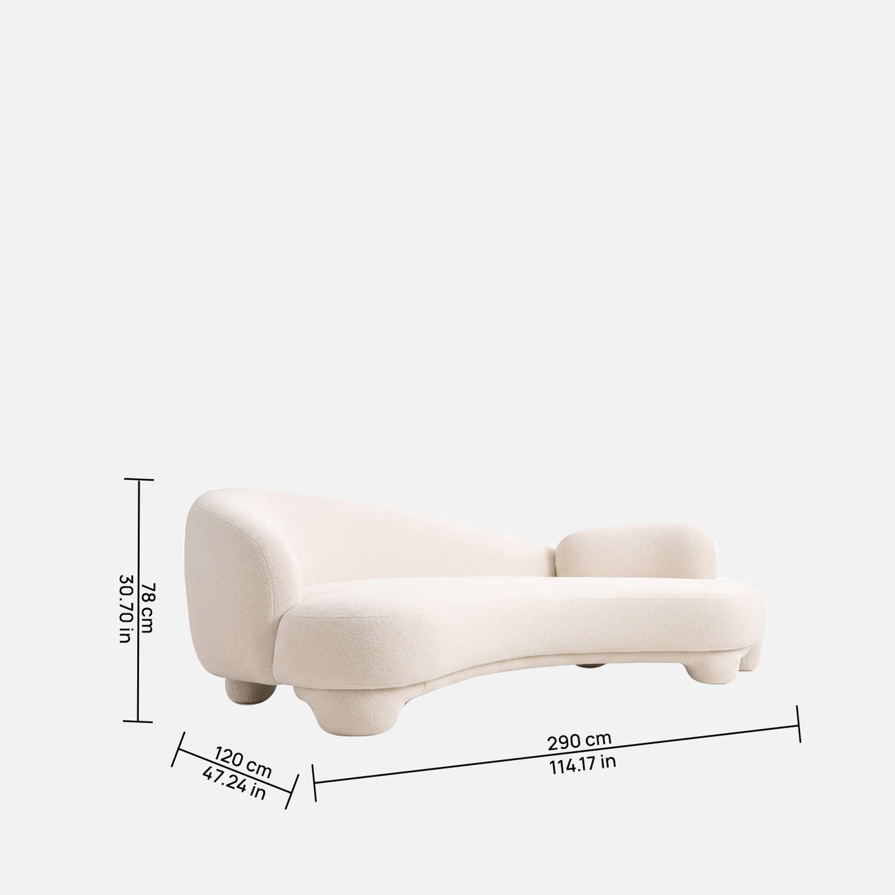 Havryn Platform Ivory 4 - Seater Boucle Sofa