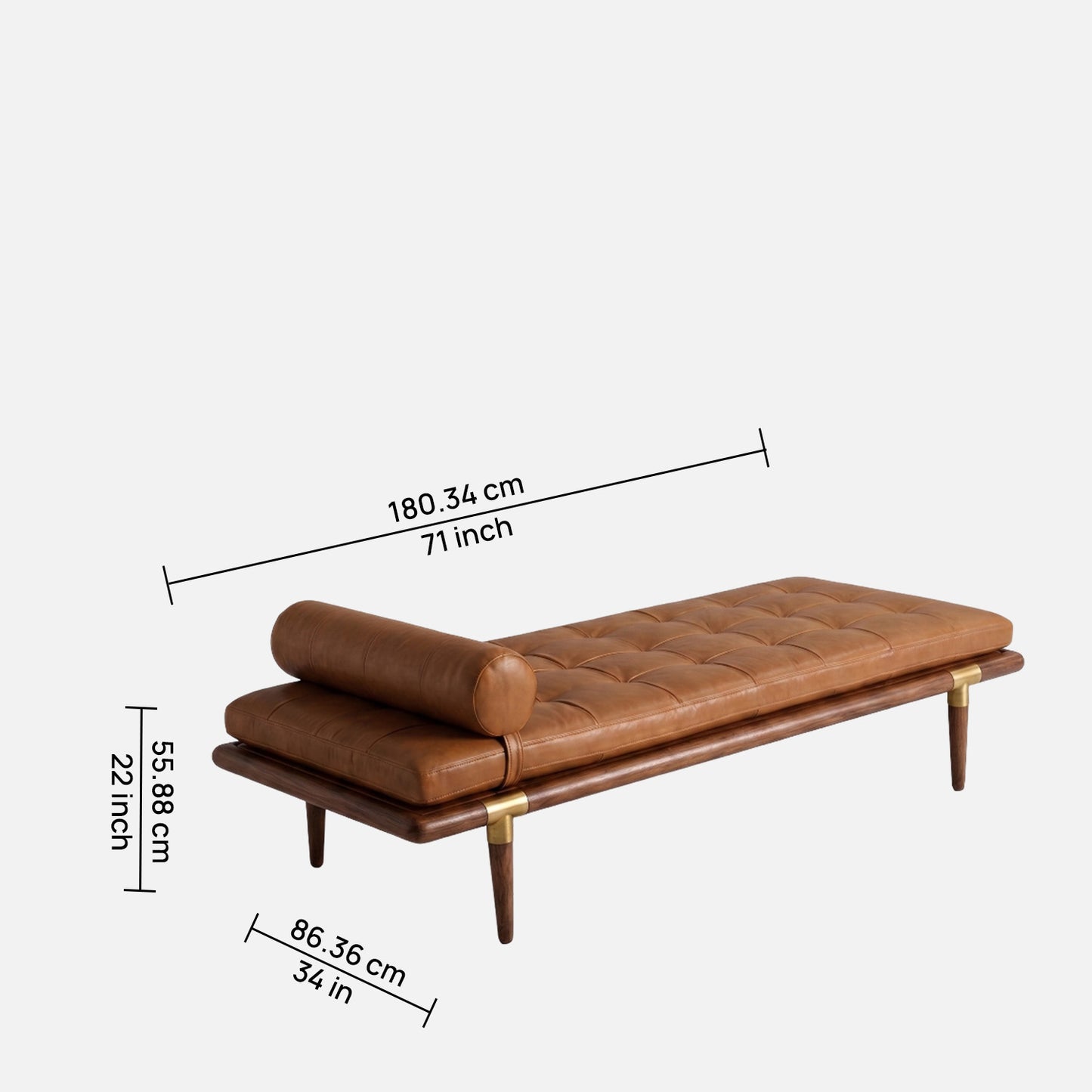 Aurelio Luxe Brown Leather Bench