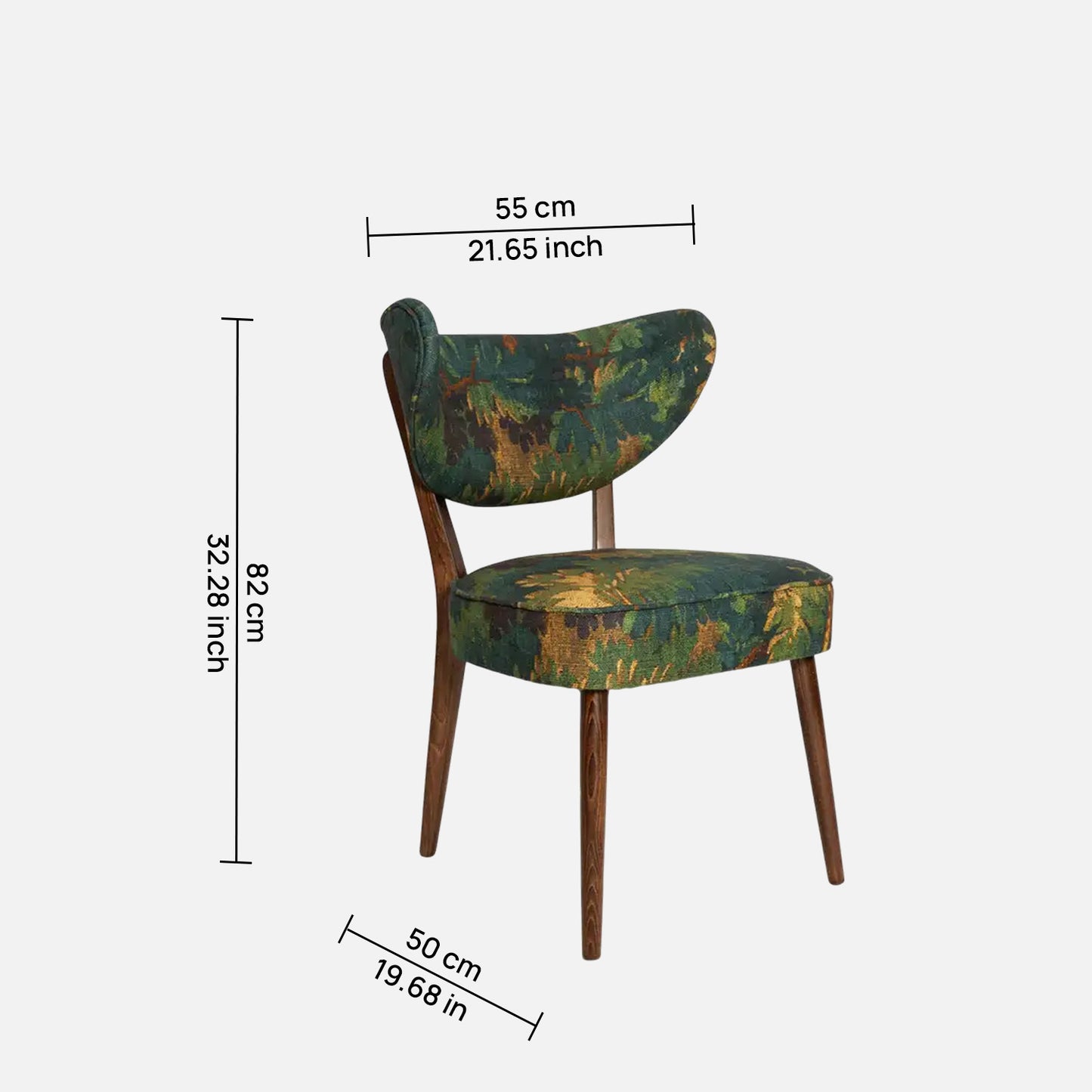 Fleorique Pattern Botanical Green Linen Lounge Chair