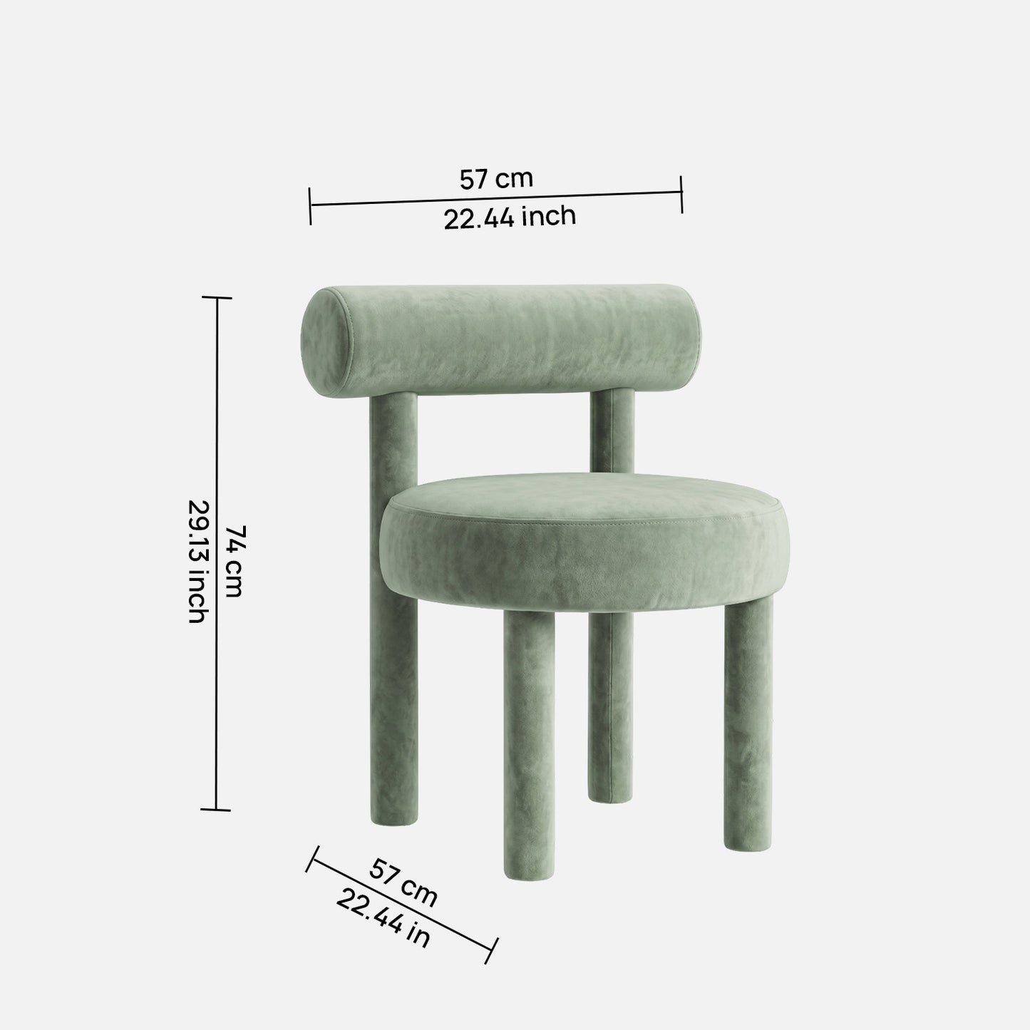 Elevara Cylinder Back Olive Green Cotton Boucle Dining Chair