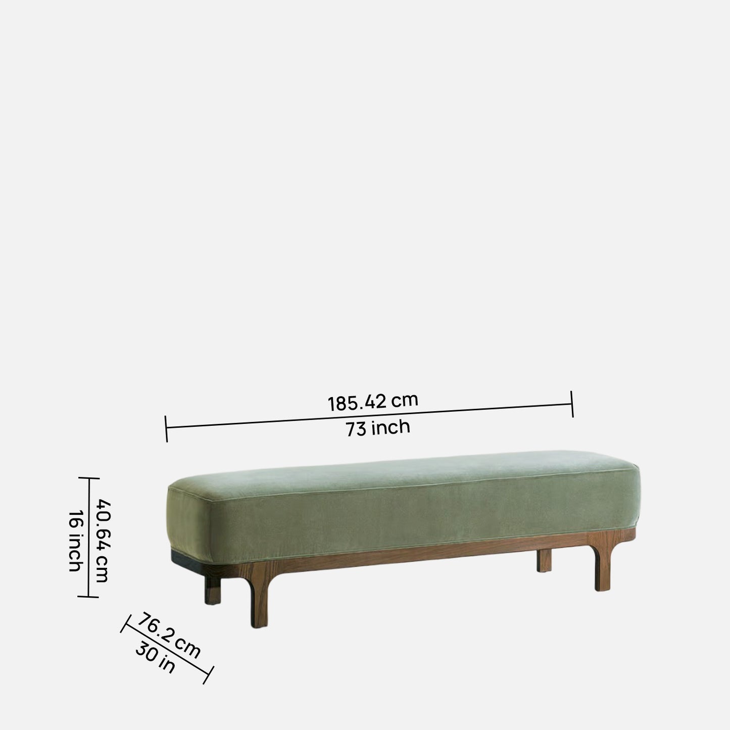Eldora Slimline Green Velvet Bench