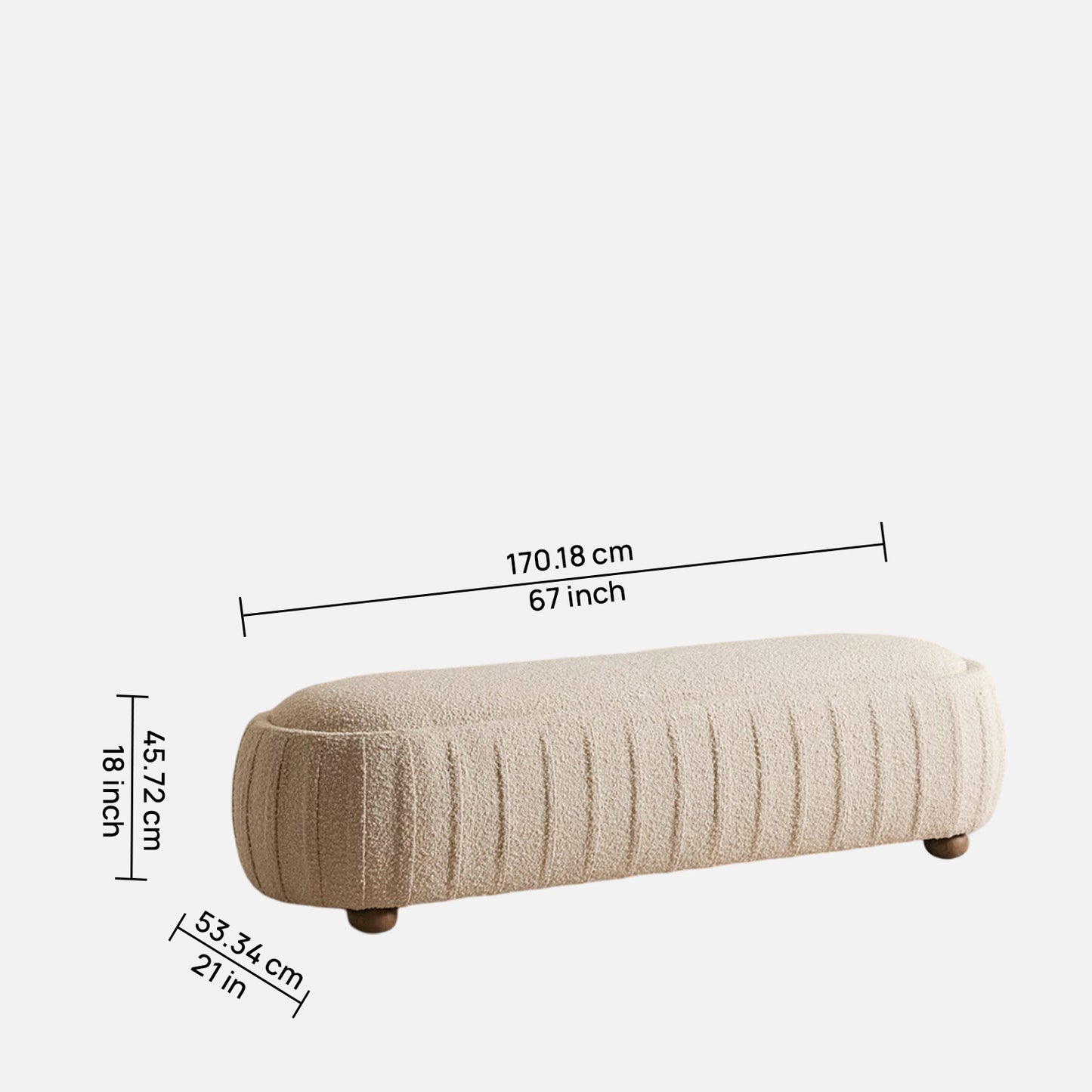Serenique Ribbed Ivory Arrcylic and Polyster Bench