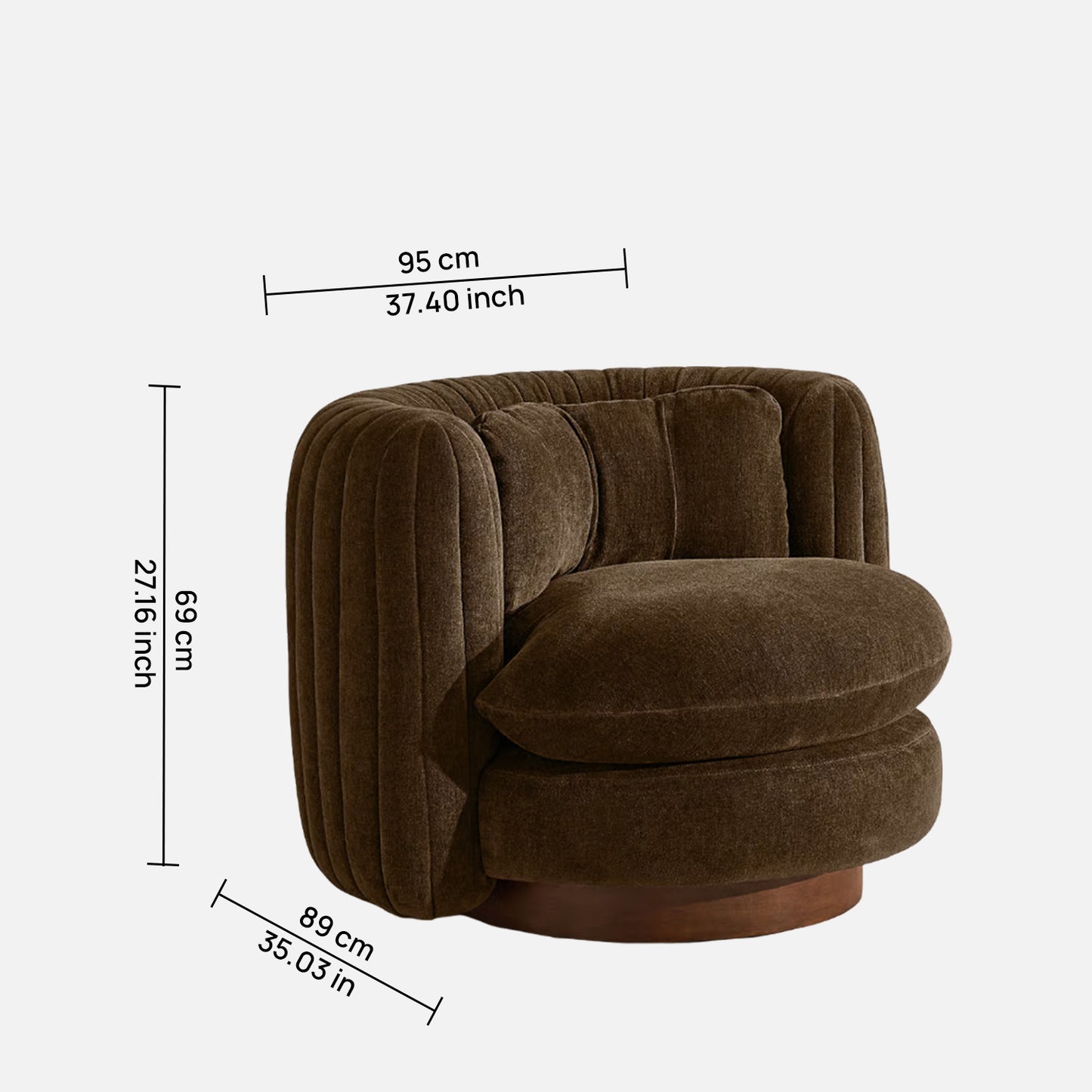Dreovyn Plush Layered Olive Green Velvet Lounge Chair