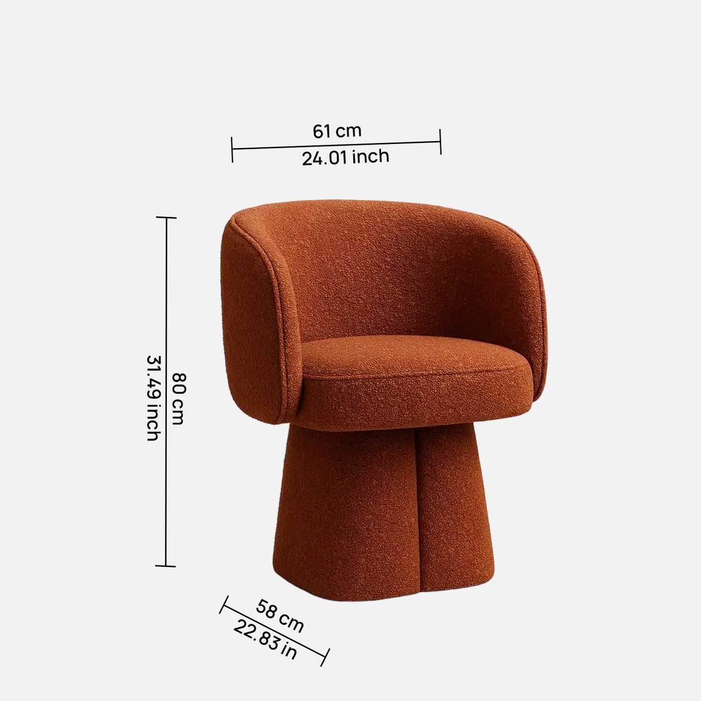 Veelric Sculpted Burnt Sienna Boucle Lounge Chair