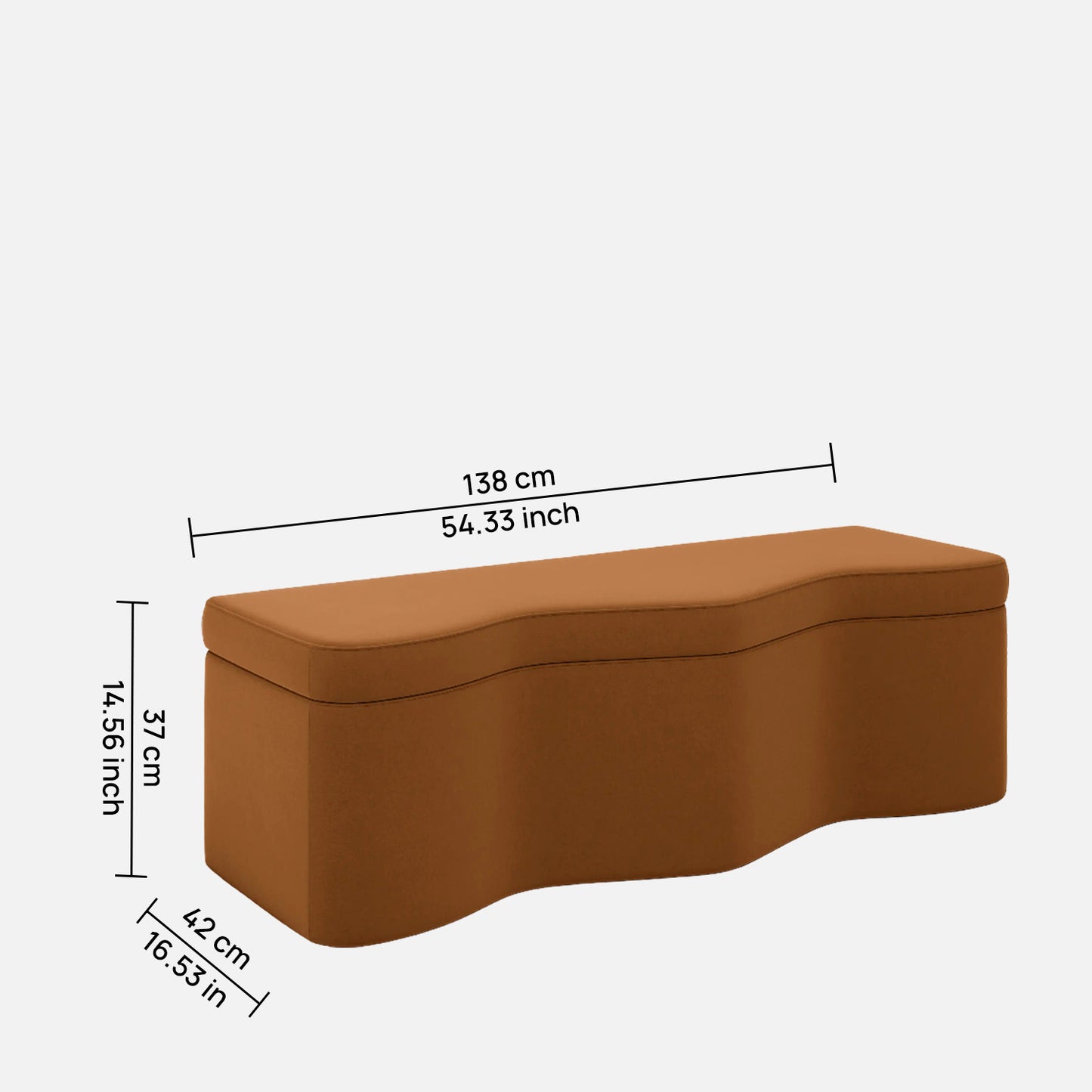 Velmora Wave Caramel Brown Boucle Storage Bench