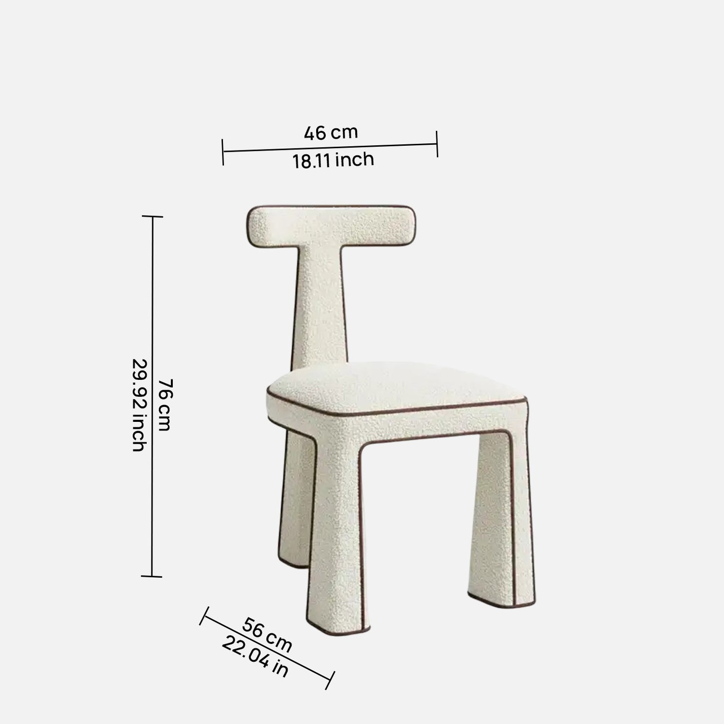 Eleion Minimal Form Ivory White Boucle Dining Chair