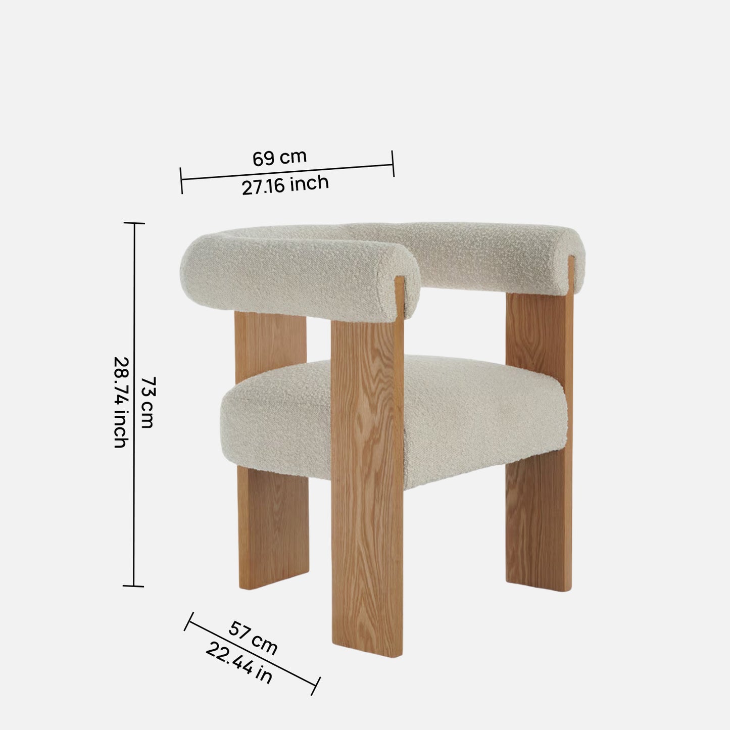Toervyn Sculpt Arm IvoryBoucle Lounge Chair
