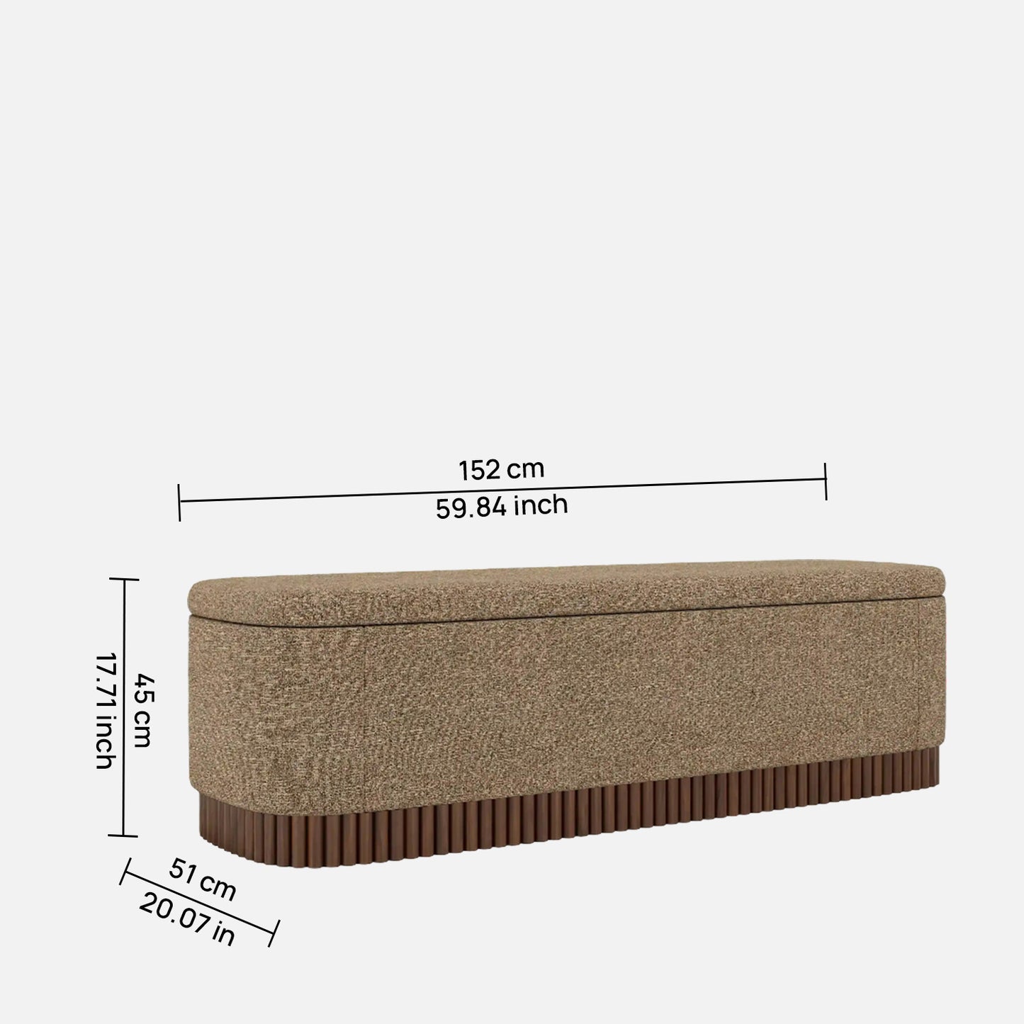 Lunara Edge Speckled Capuccino Boucle Storage Bench