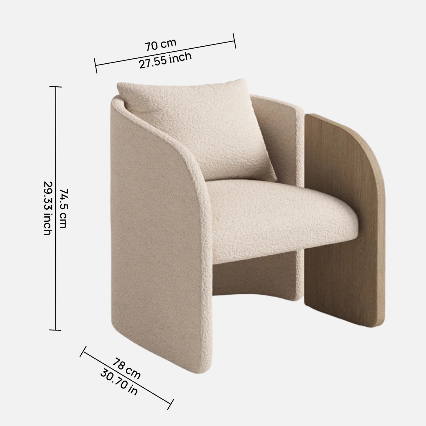 Arevella Sculpted Cream Boucle Lounge Chair