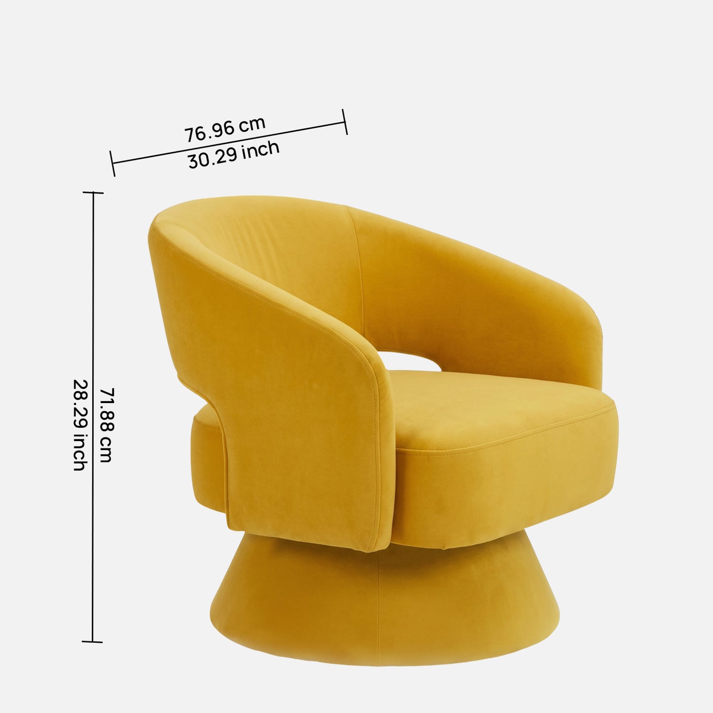 Zoervyn Swivel Mustard Yellow Velvet Lounge Chair