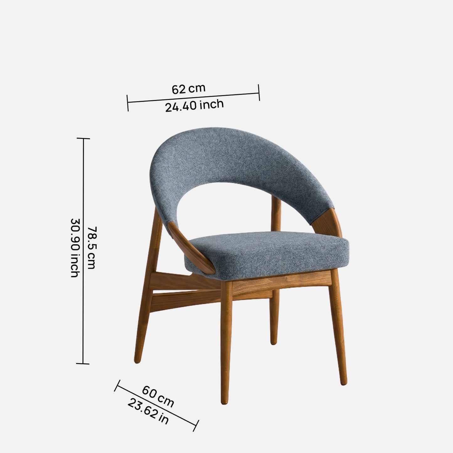 Kaevion Arc Back Teal Blue Velvet Dining Chair