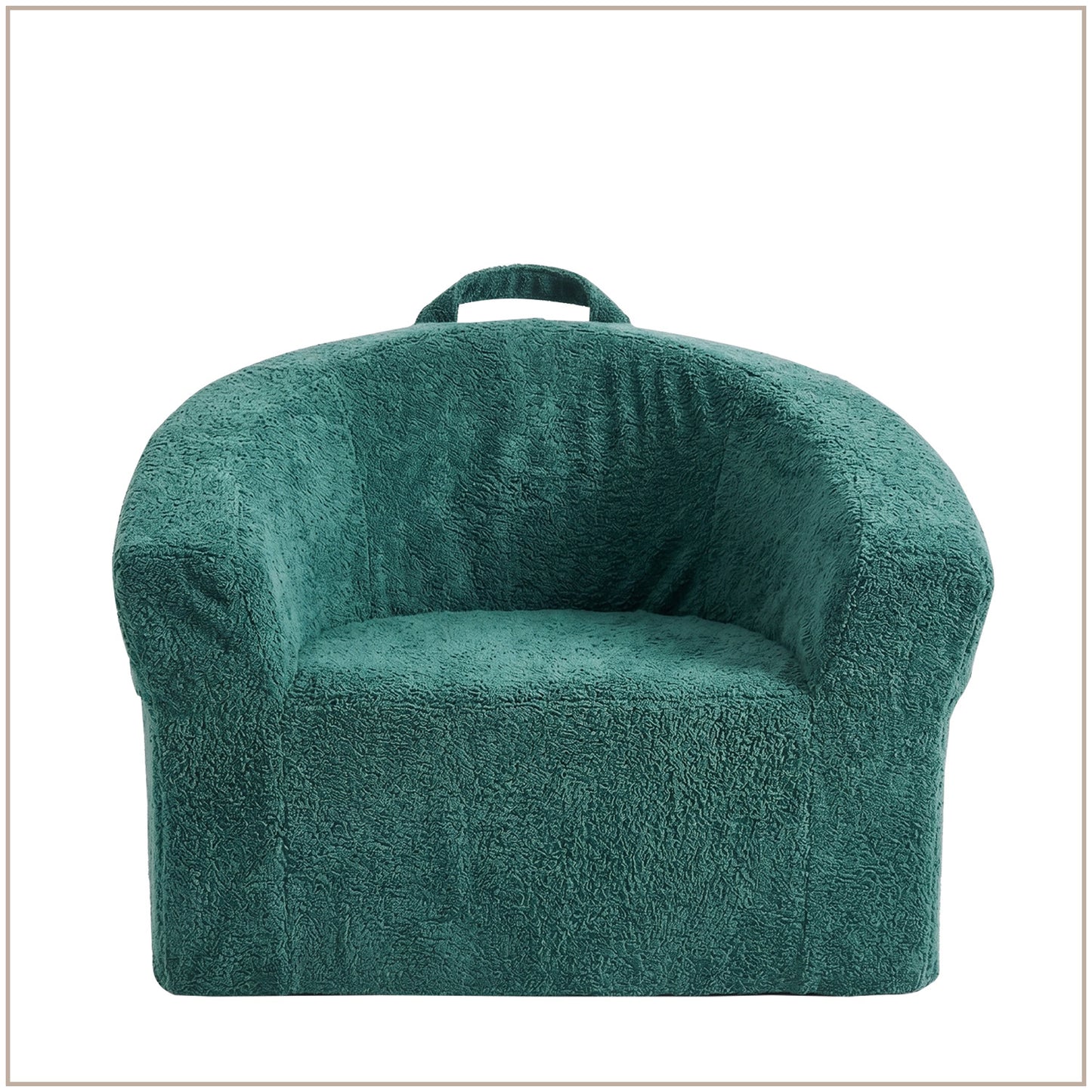 Gabriel Olive Green Puffy Organic Cotton Kids Lounge Chair | Nestroots