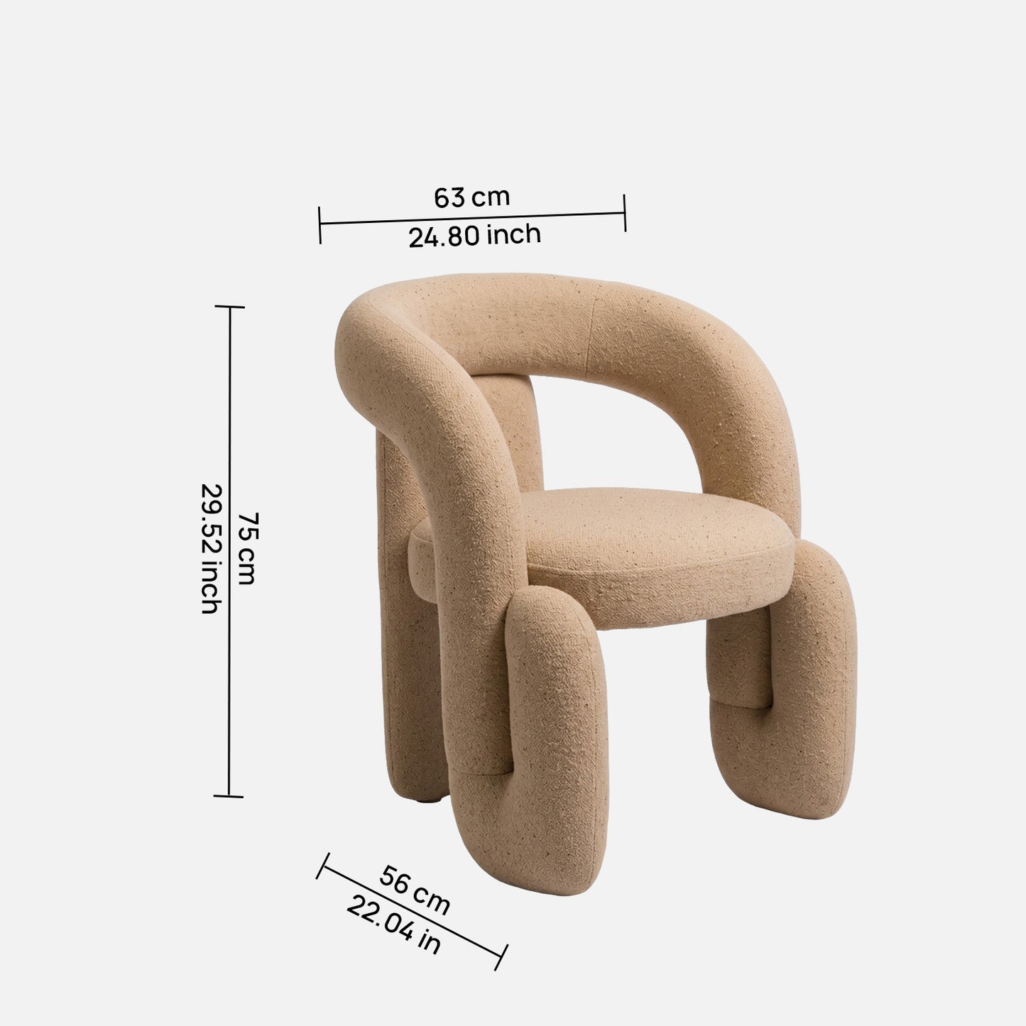 Orevyn Sculpt Loop Sand Beige Linen Lounge Chair