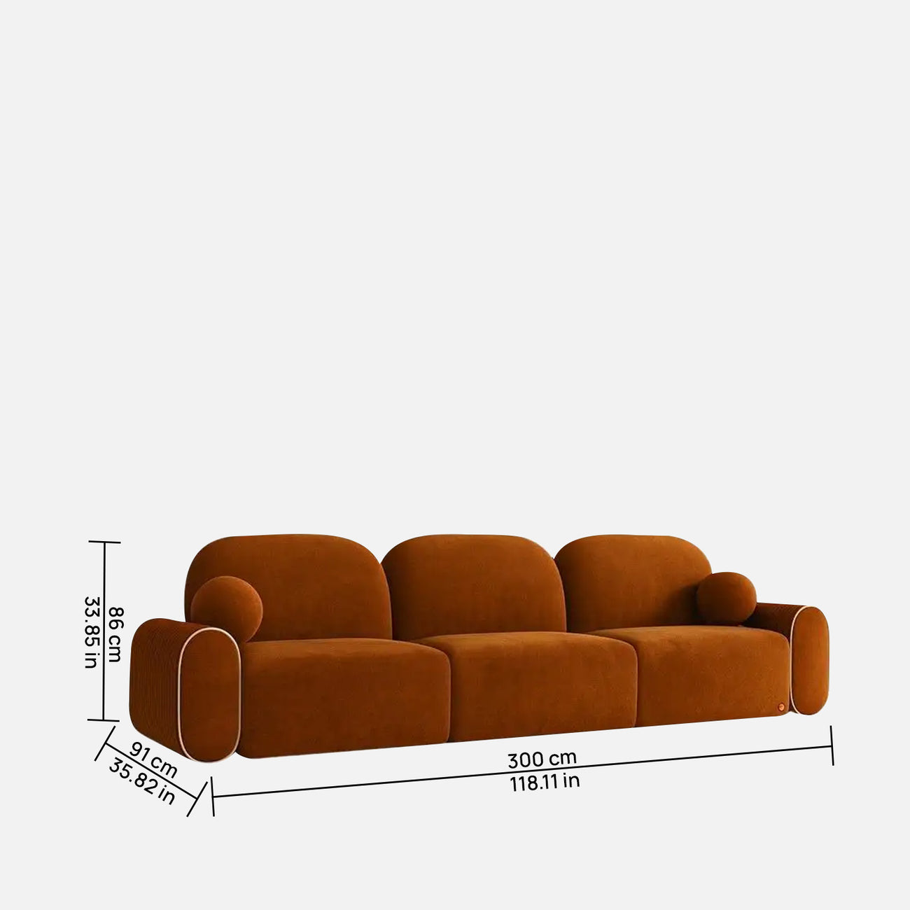 Cloura Softline Ivory 3 - Seater Boucle Sofa