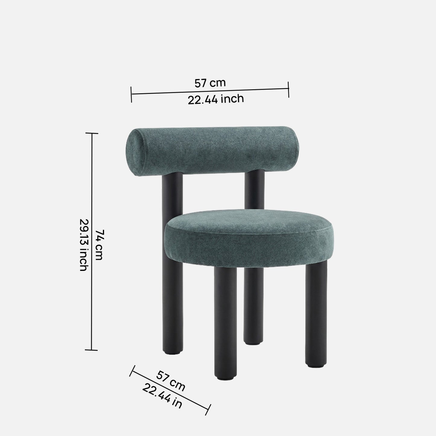 Eleto Minimal Blue Velvet Dining Chair