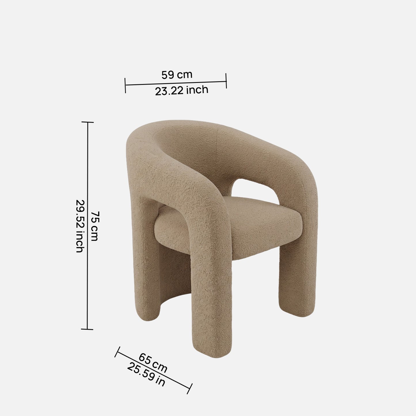 Orevella Loop Frame Sand Beige Velvet Lounge Chair