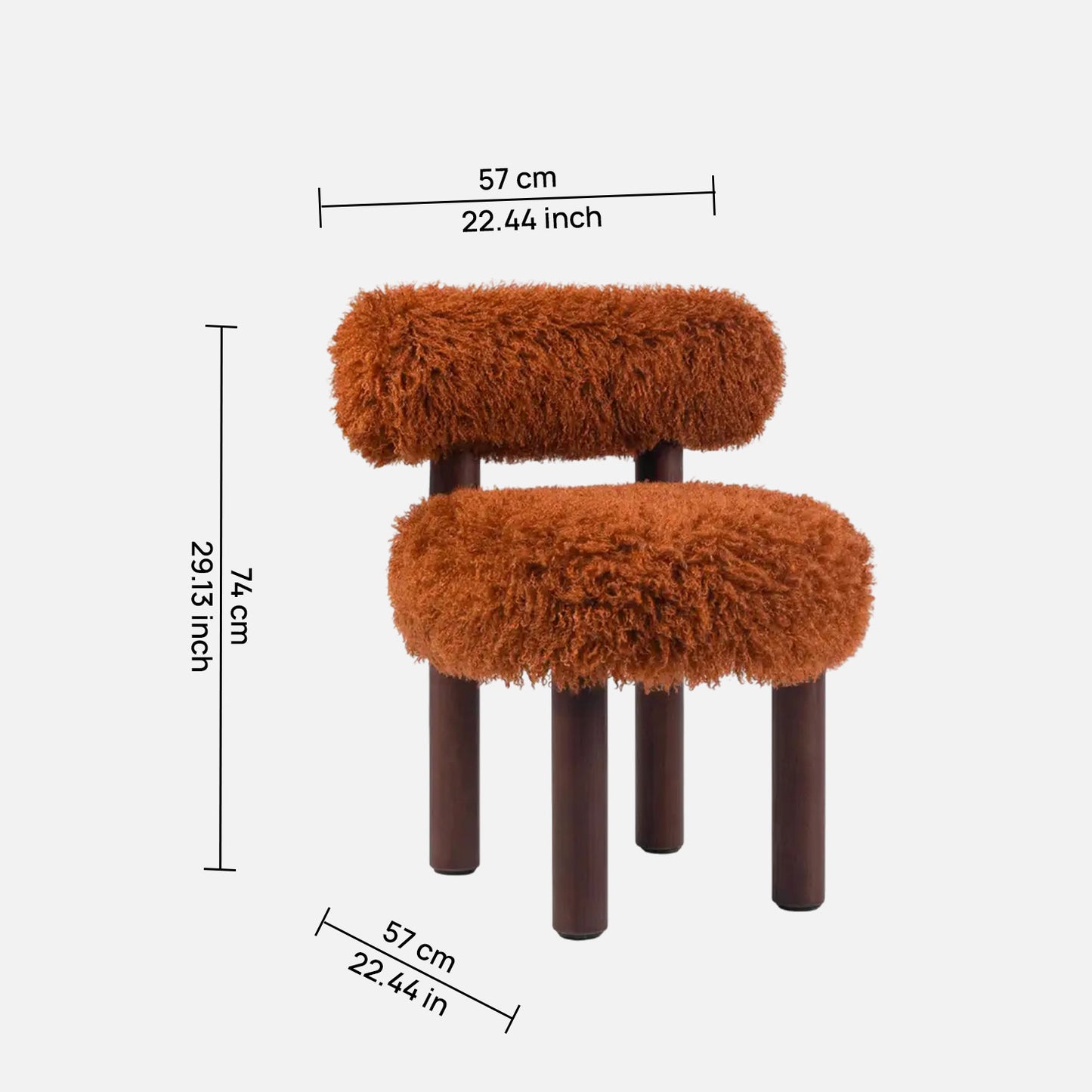 Fleuffin Cozy Burnt Orange Faux Fur Lounge Chair
