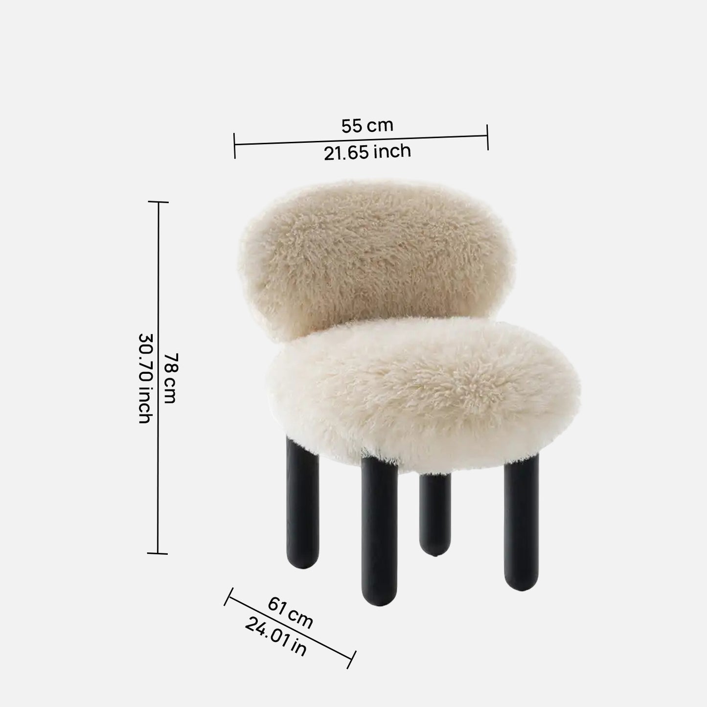 Sneuglo Plush Cream & Black Faux Fur Lounge Chair