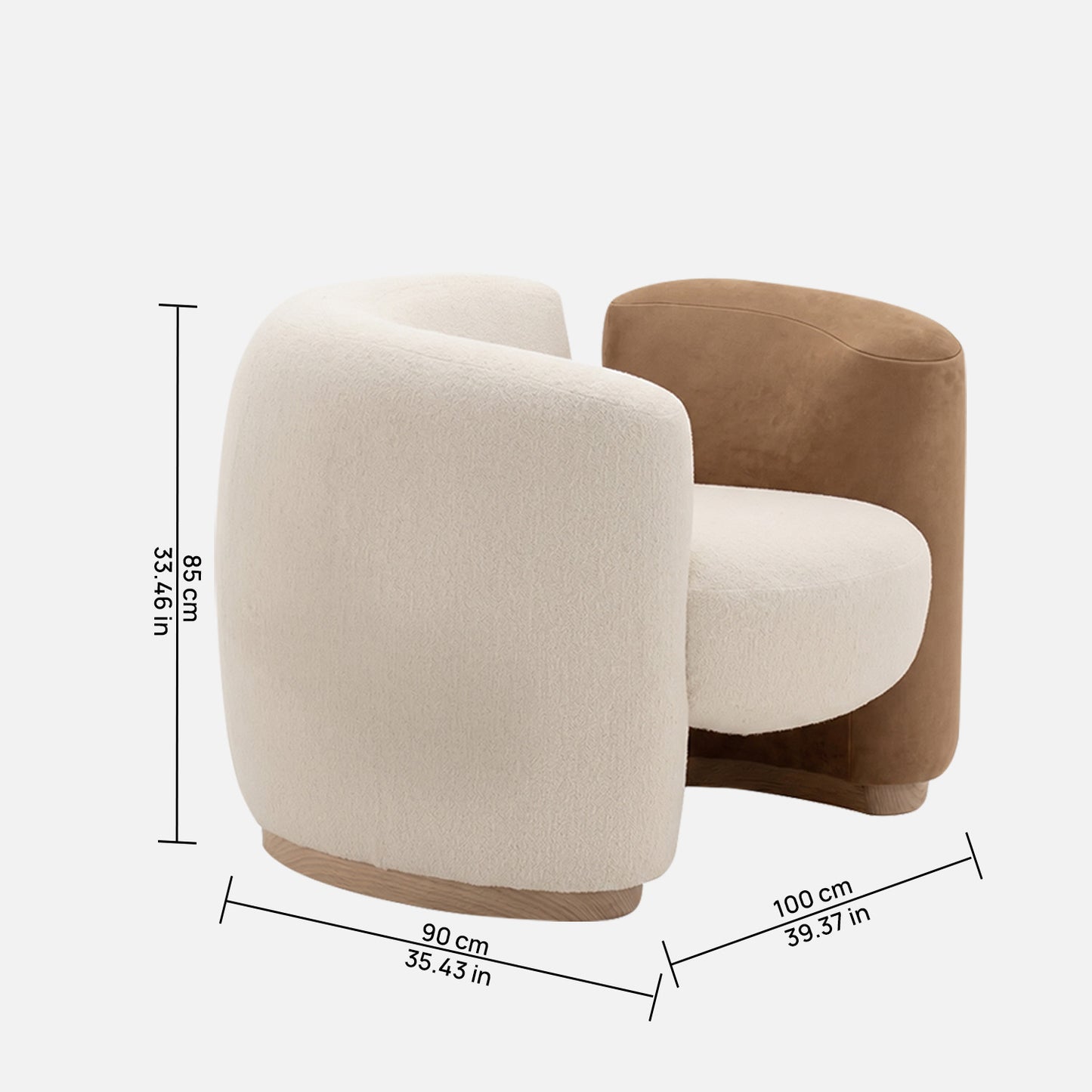 Elara Leatherette 1 Seater Sofa in White and Brown Colour