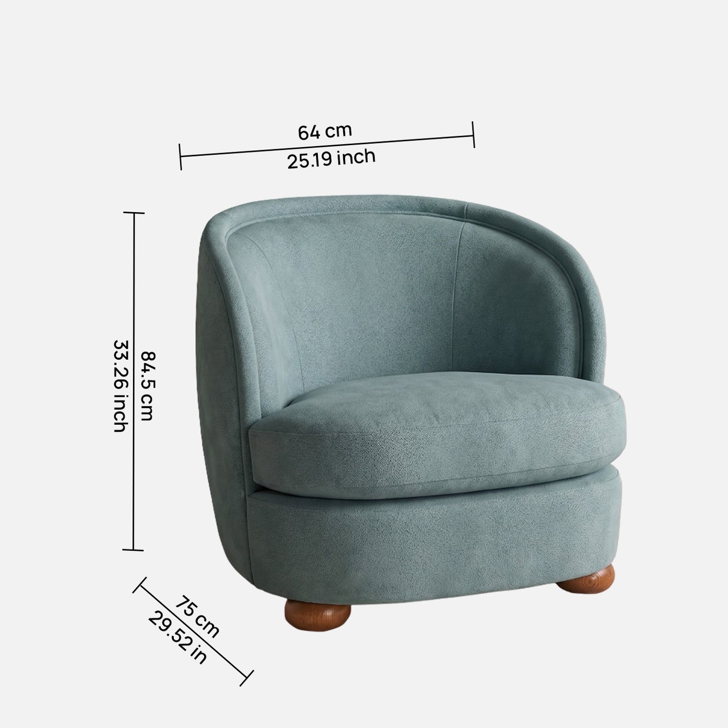 Orevella Classic Barrel Olive Green Velvet Lounge Chair