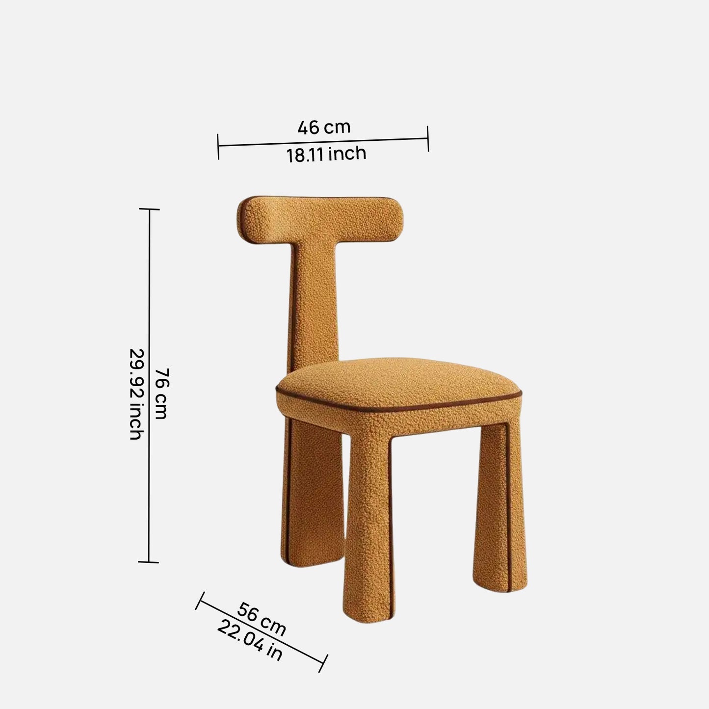 Eleion Minimal Form Orange Boucle Dining Chair