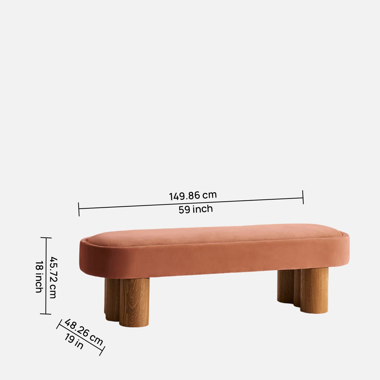 Blushora Pillar Antique Rose velvet Bench