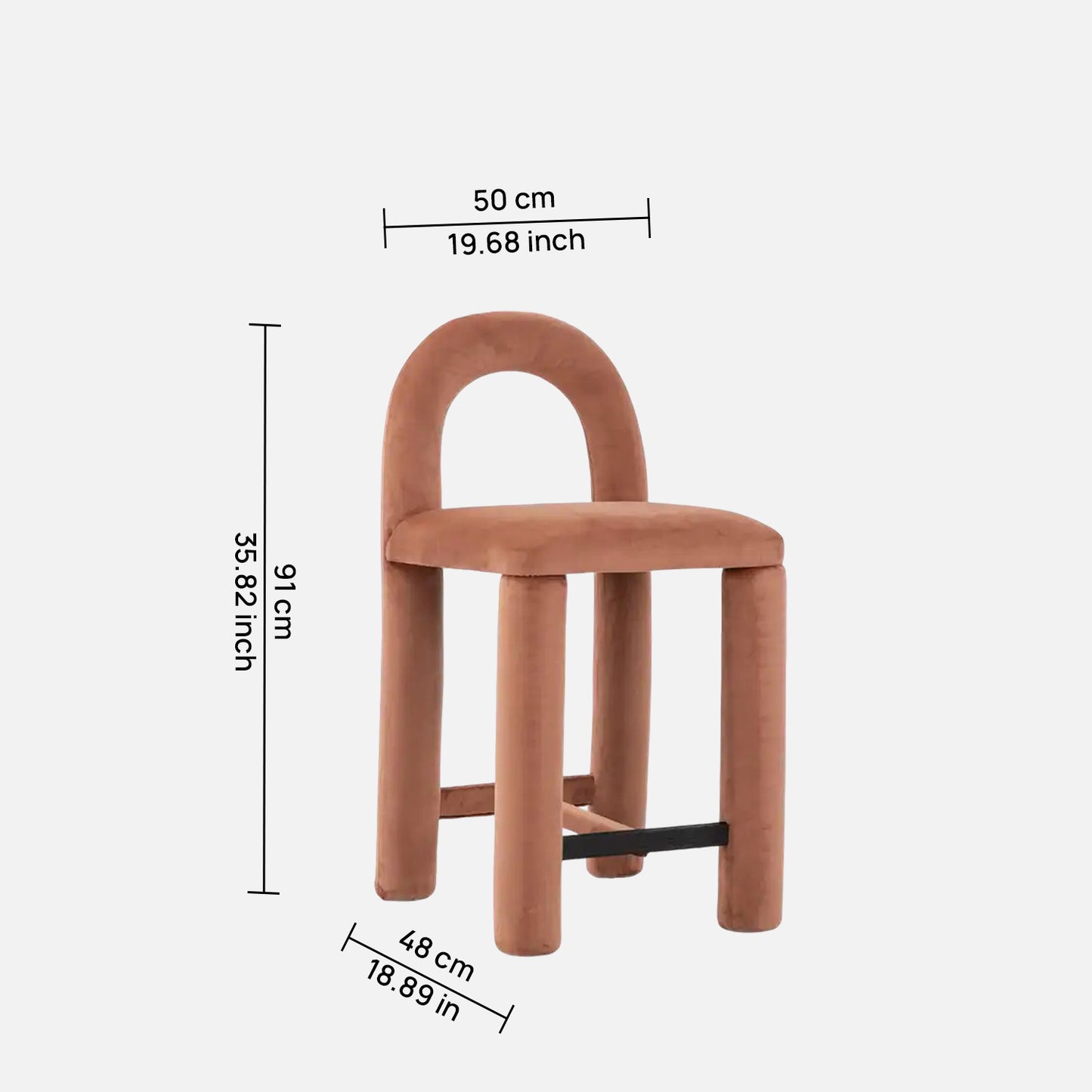 Arevex Arch Back Soft Clay Bar Velvet Stool