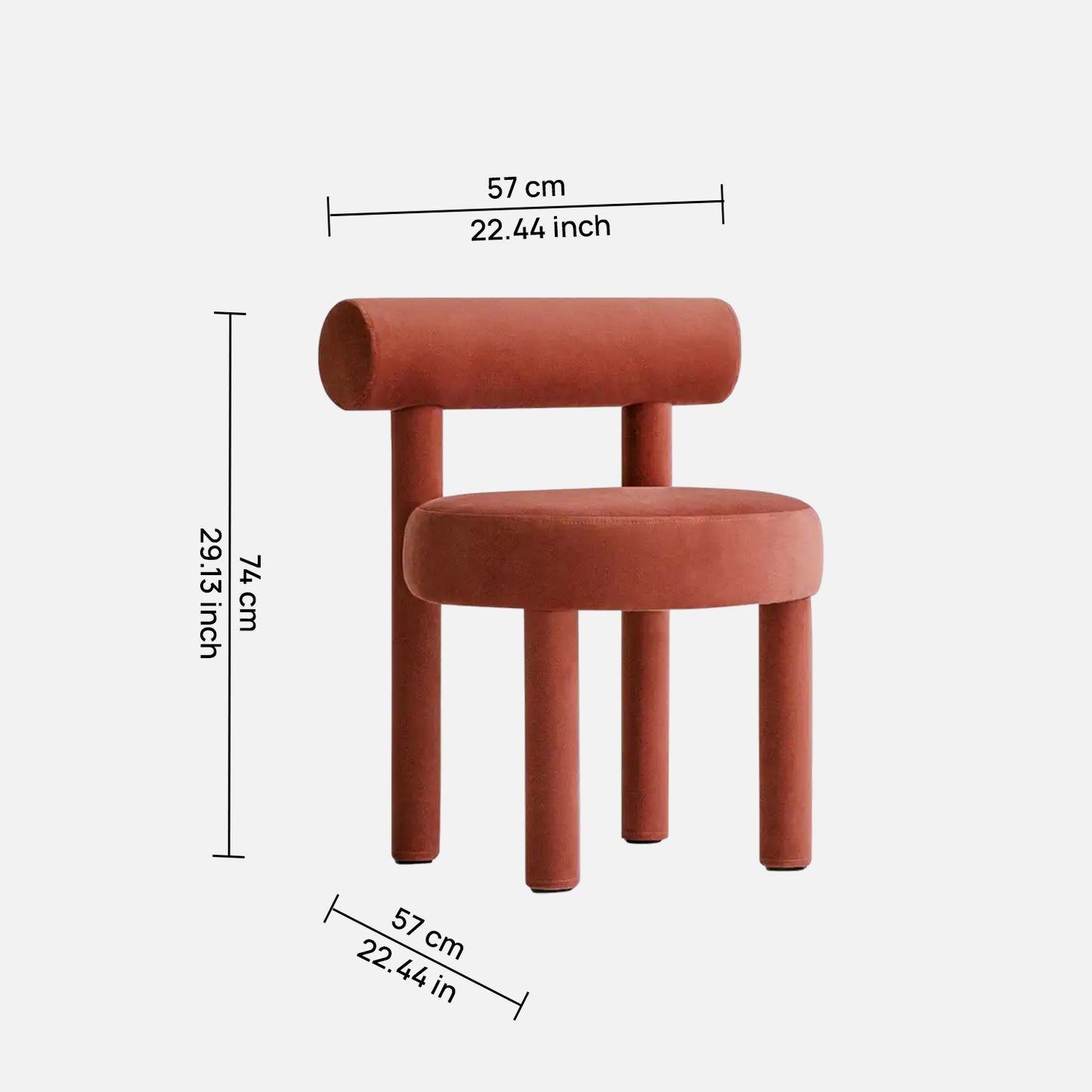 Elevara Cylinder Back Terracotta Rust Cotton Boucle Dining Chair