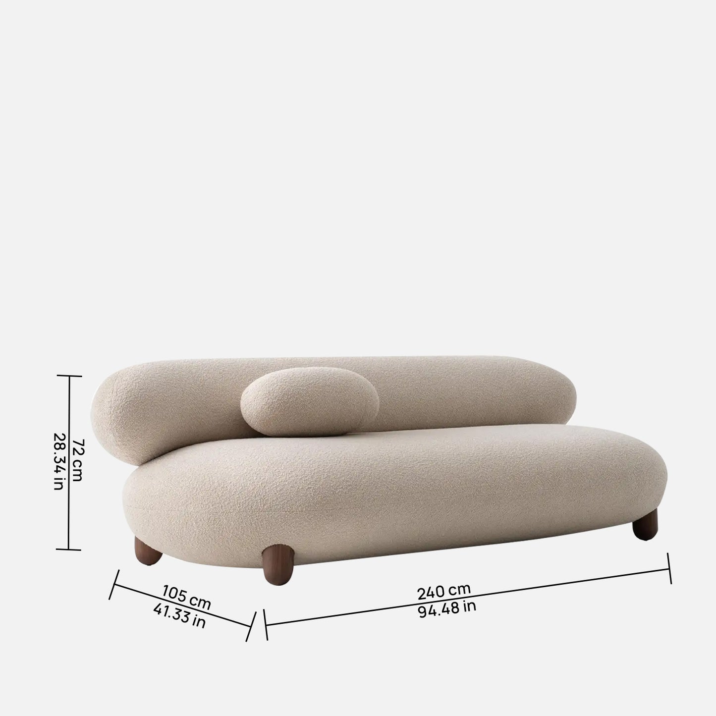 Cloura Softline Yellow 3 - Seater Boucle Sofa