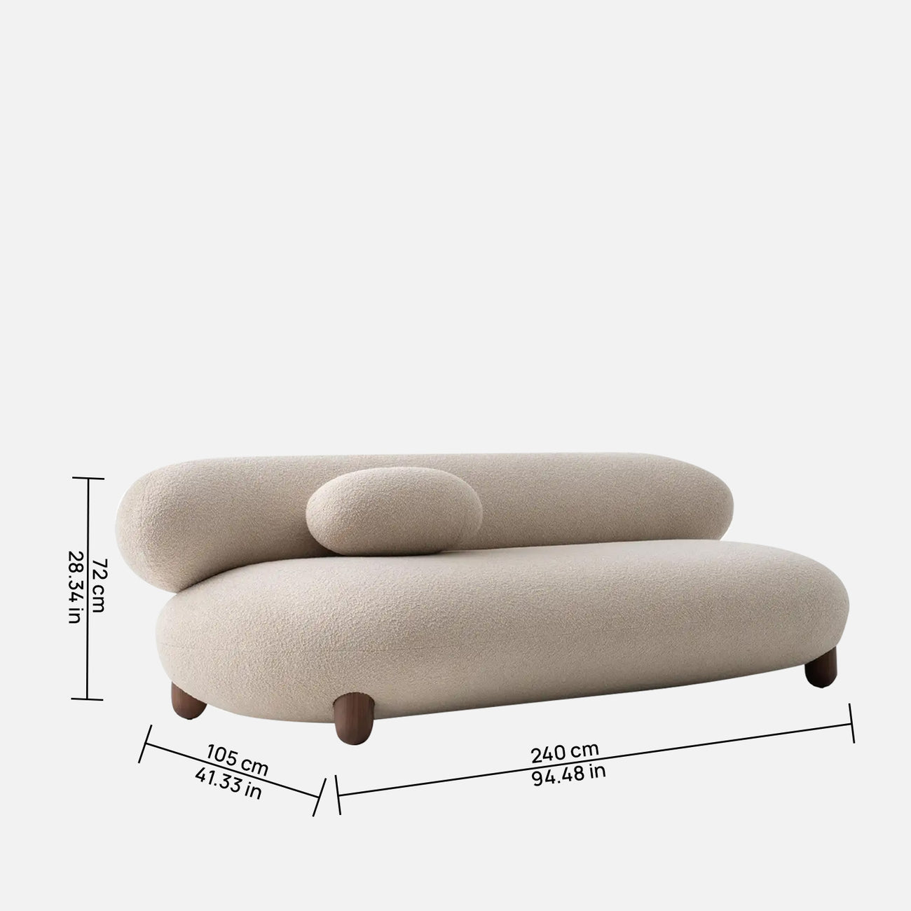 Cloura Softline Yellow 3 - Seater Boucle Sofa