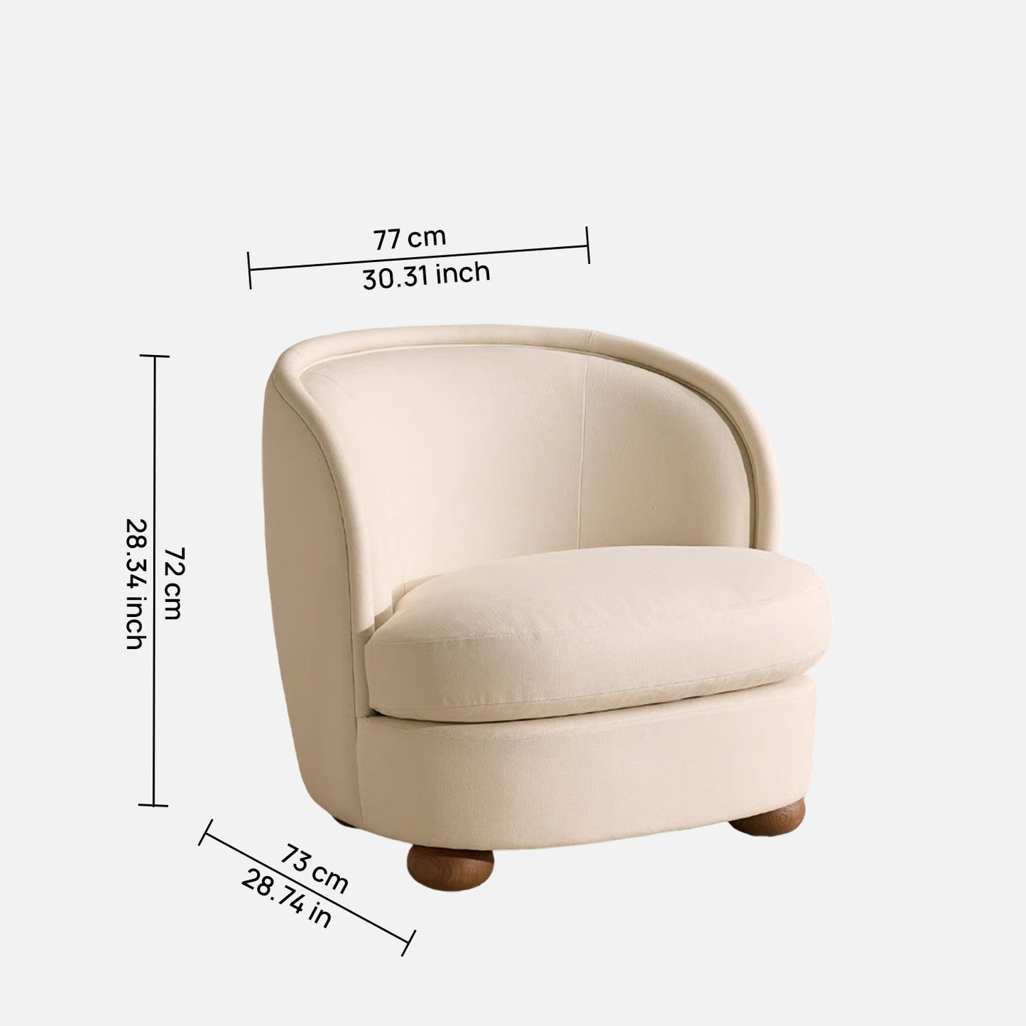 Elevara Petite Ivory Velvet Lounge Chair