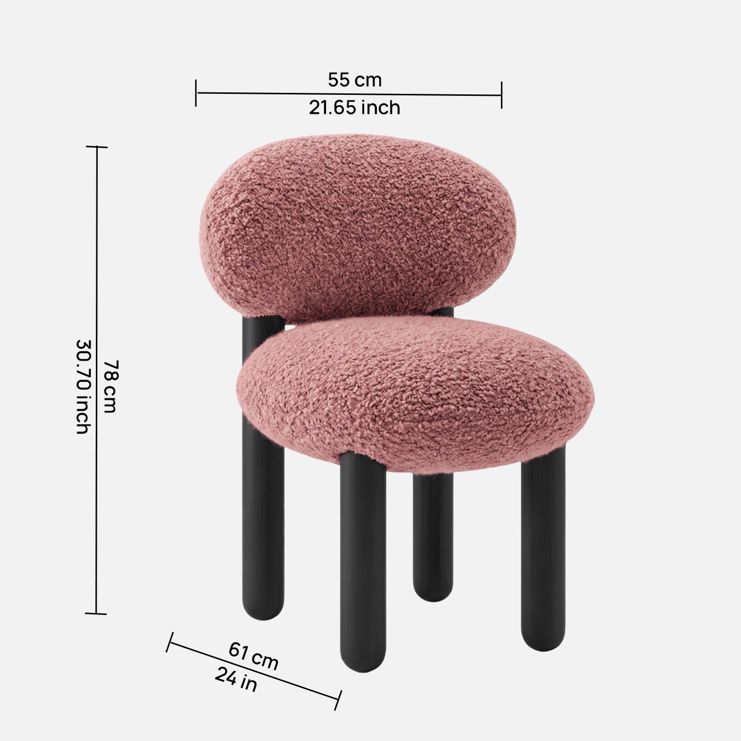 Boevian Bubble Pink Boucle Lounge Chair