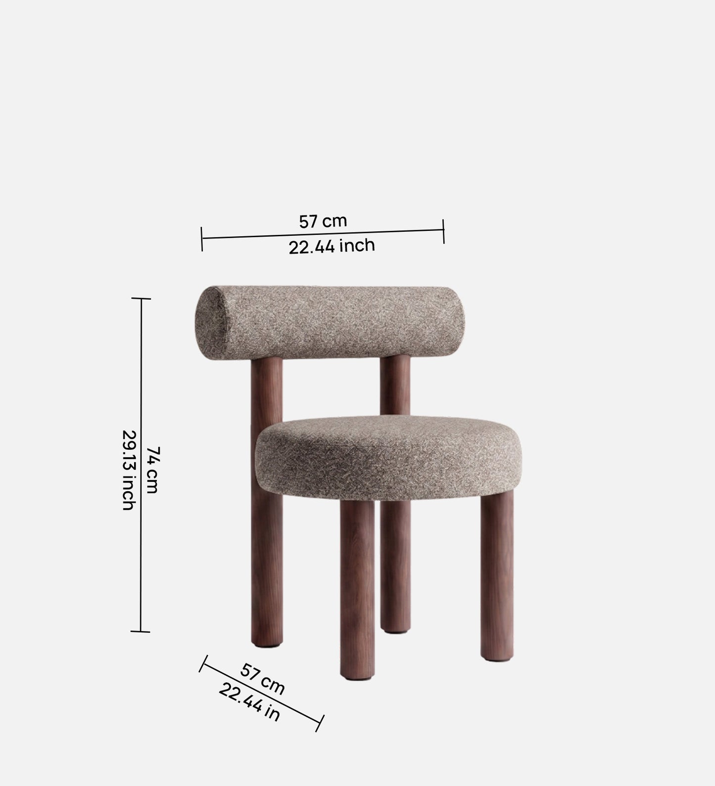 Eleto Minimal Grey Velvet Dining Chair