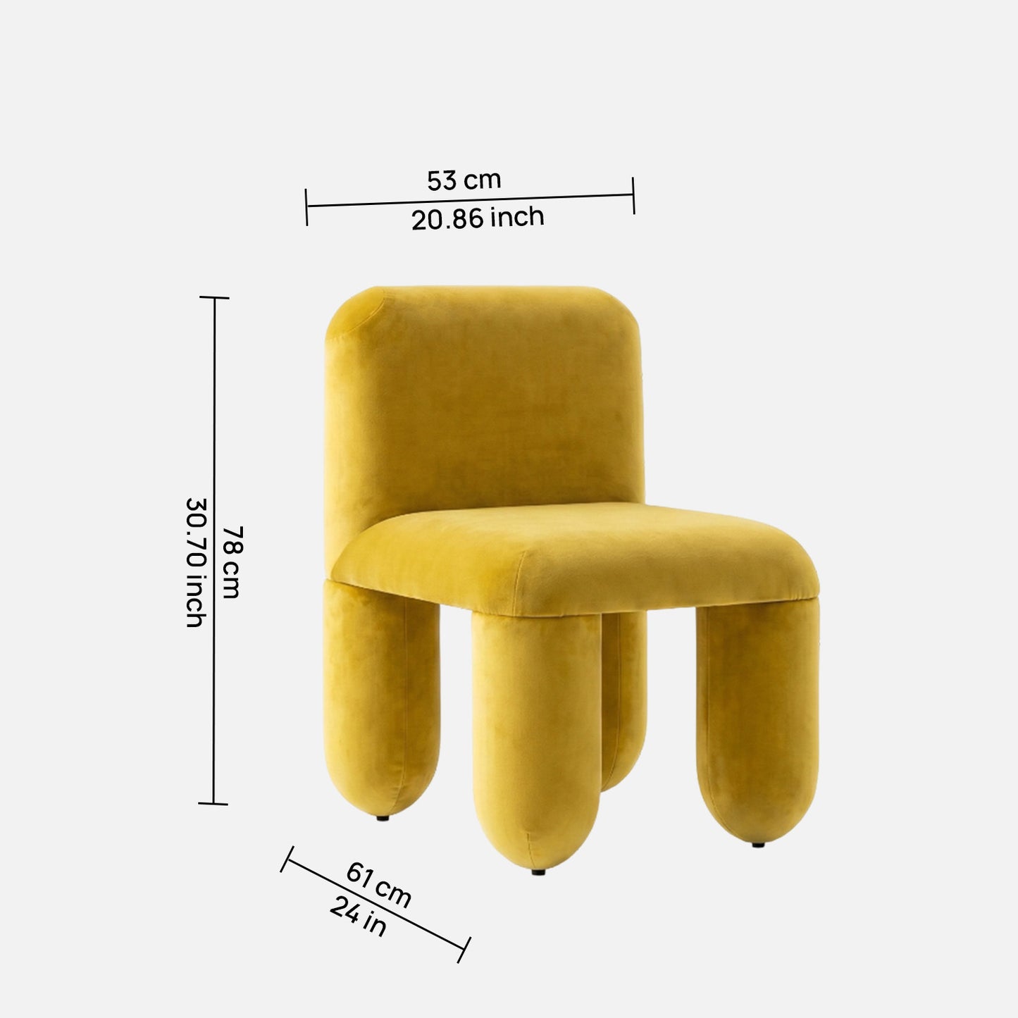 Dreoven Sculpt Yellow Quad Velvet Chair