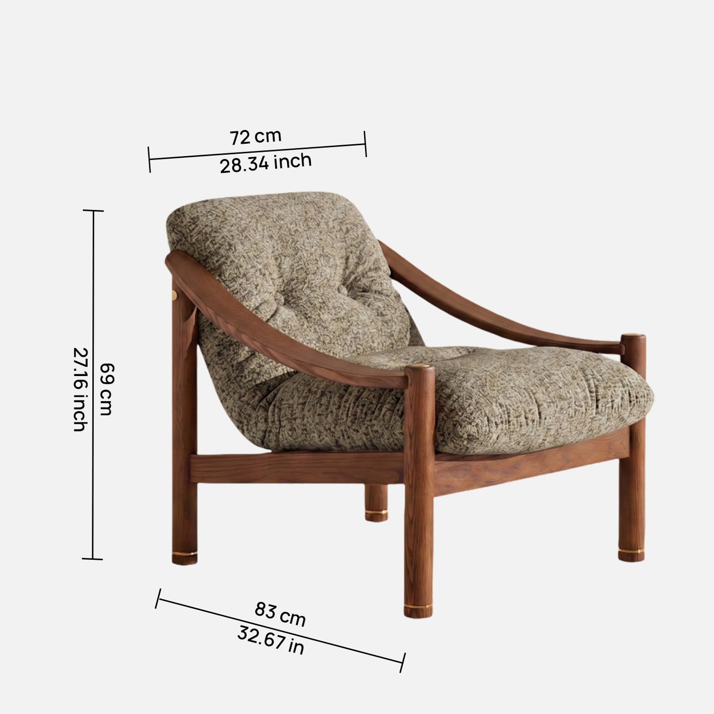 Aveeron Wood Frame Green Velvet Lounge Chair