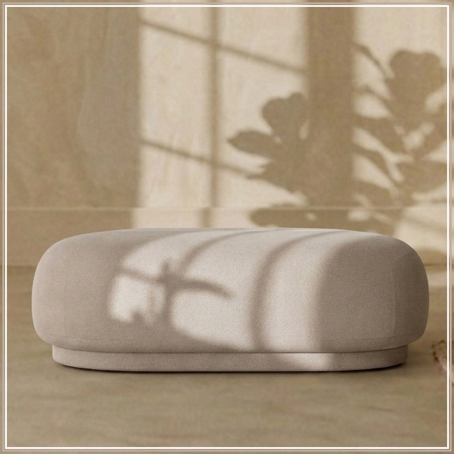 EliteElegance Suede Ottoman Bench Beige