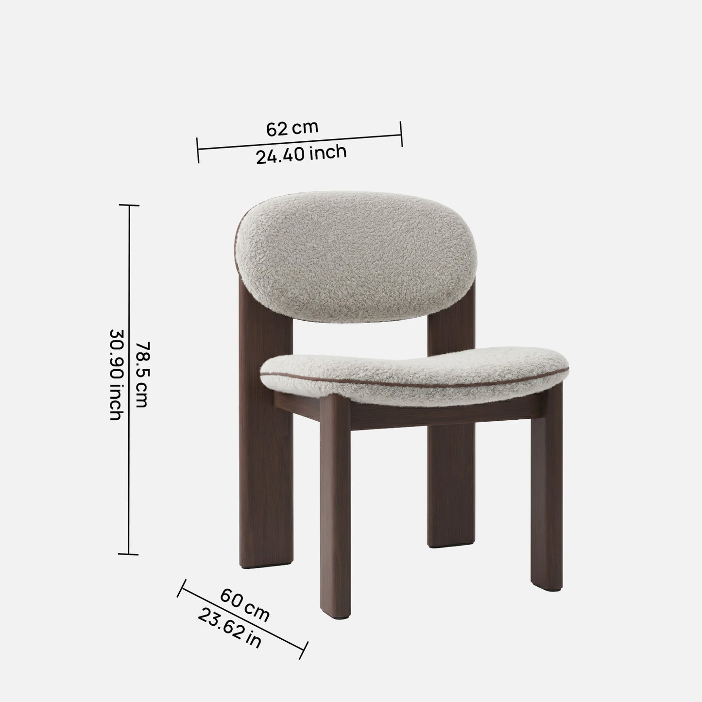 Neerlo Soft Back Grey & Walnut Boucle Dining Chair