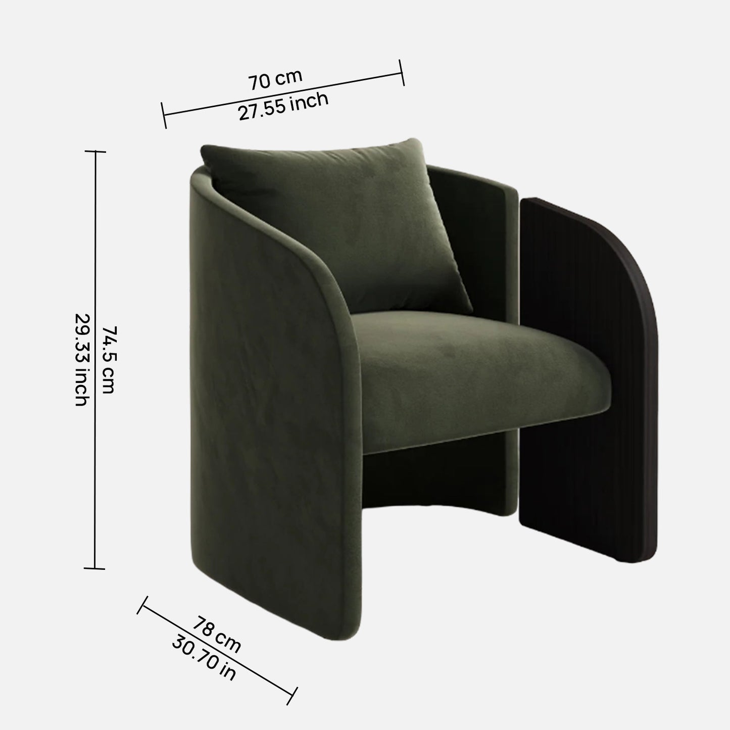 Arevella Sculpted Green Velvet Lounge Chair