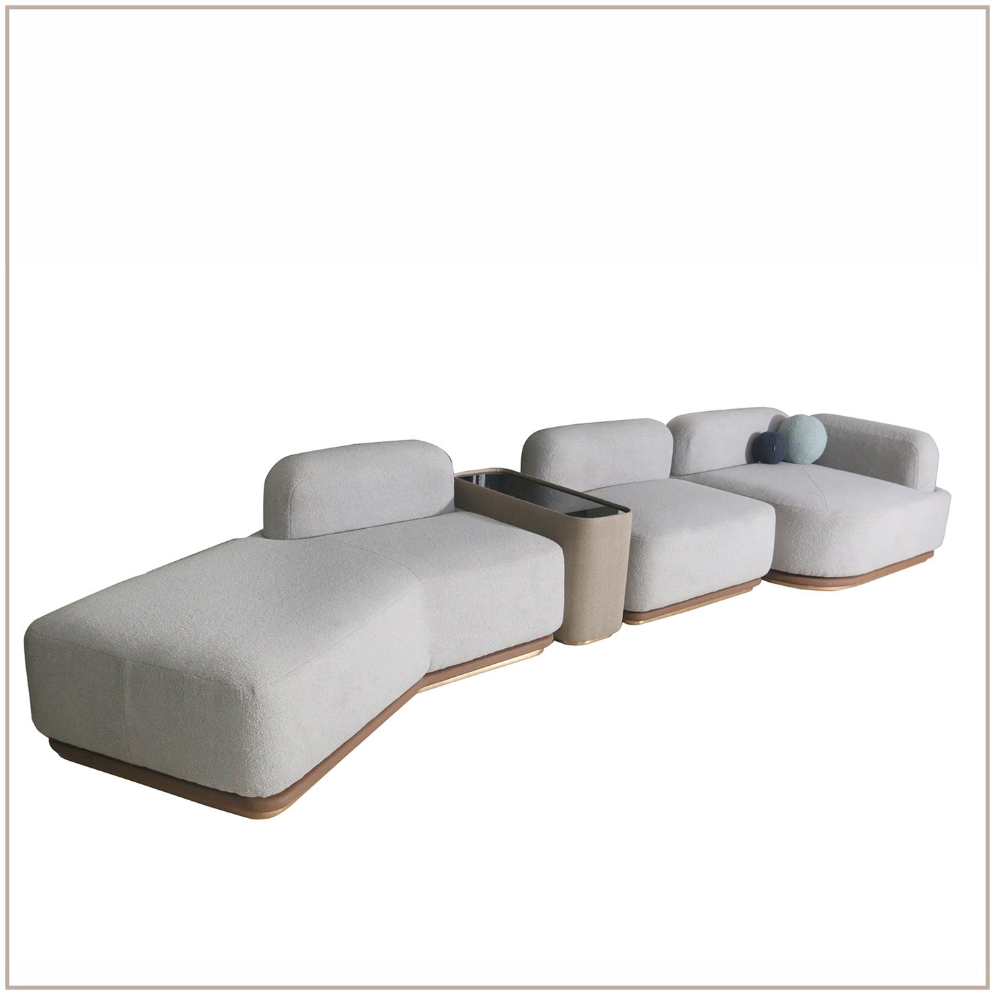 AuraCurve 5 Seater Modular Sofa - Grey Boucle