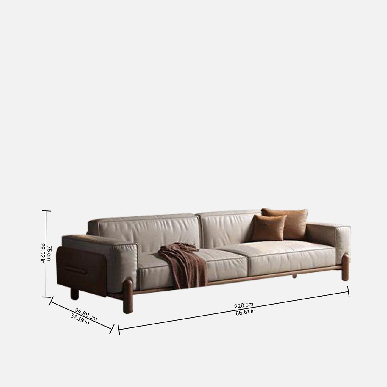 Elaris Leatherette 3 Seater Sofa in Creme Colour