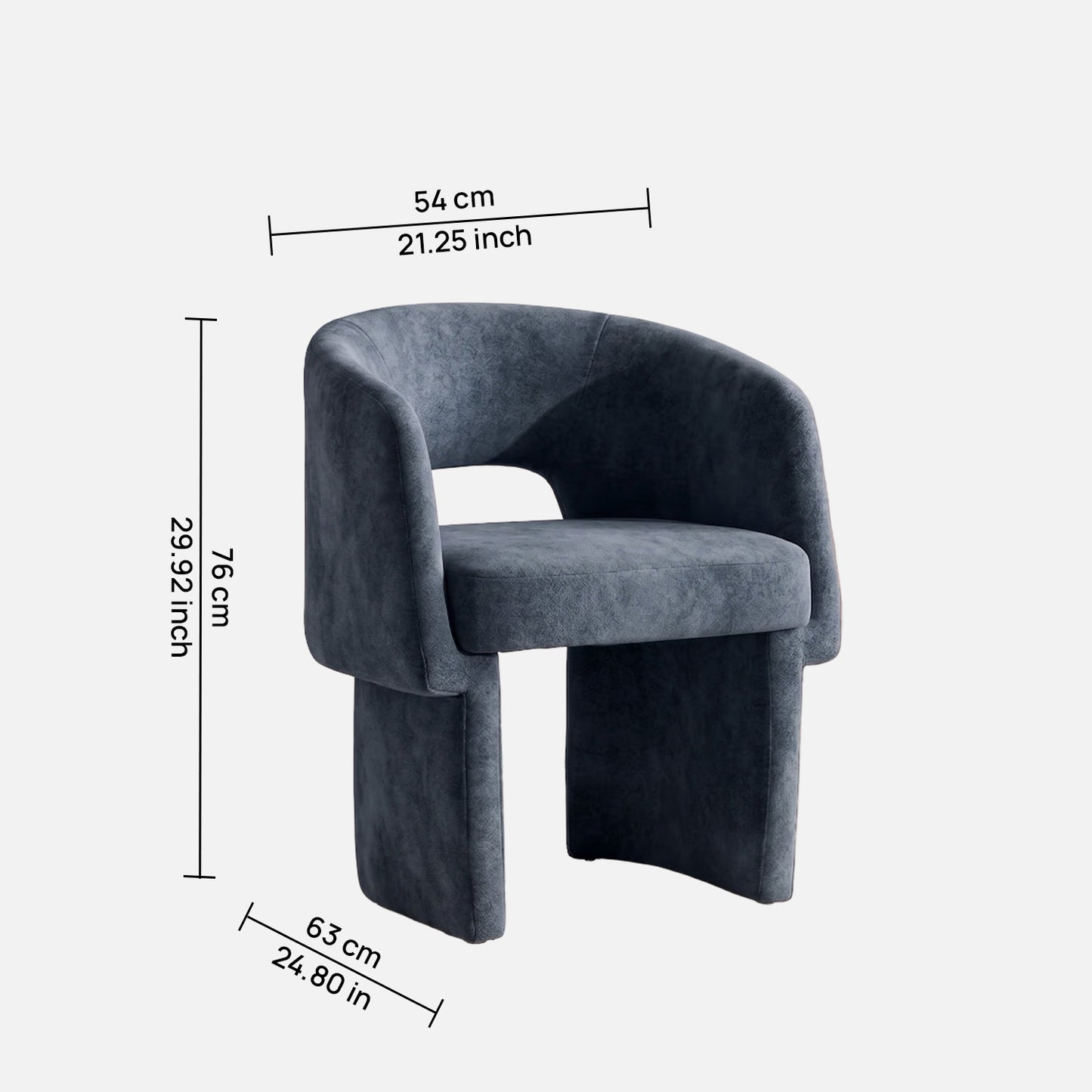 Vaerelle Sculpt Block Steel Blue Velvet Lounge Chair