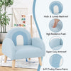 Baby Blue SkyArch Kids Armchair with Wooden LegsPlush Fabric