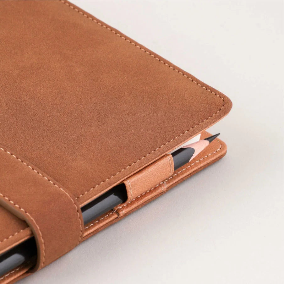 Dual-Tone Leatherite Cover Notebook with Strap Closure
