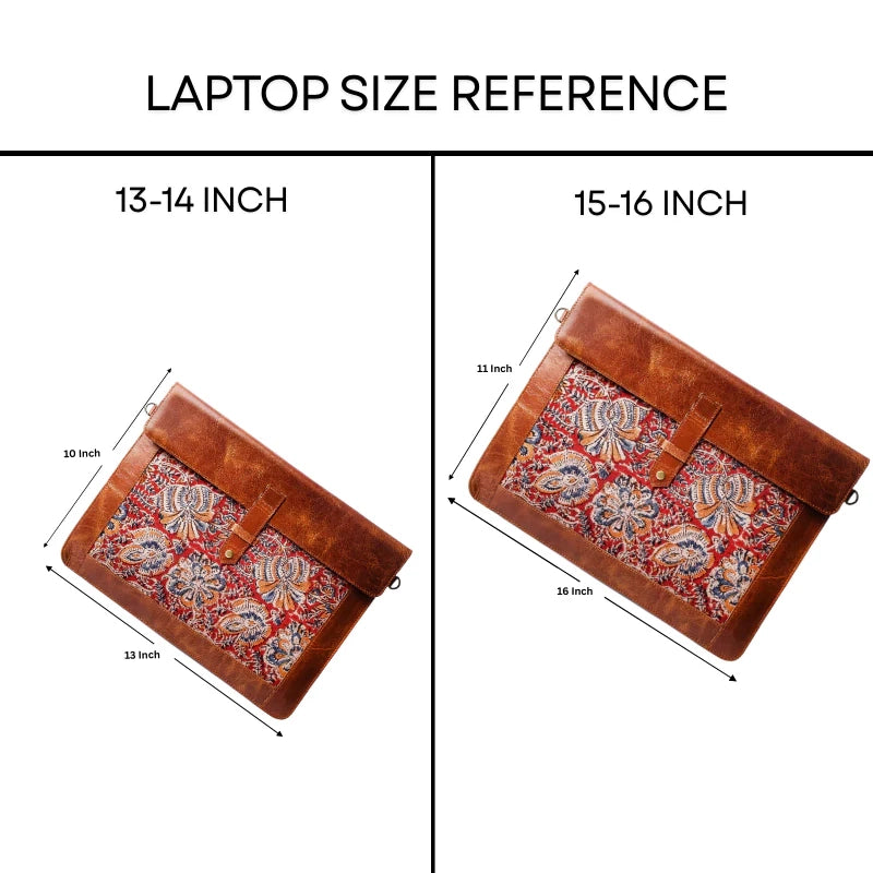 Vintage Kalamkari Red Leather Sleeve