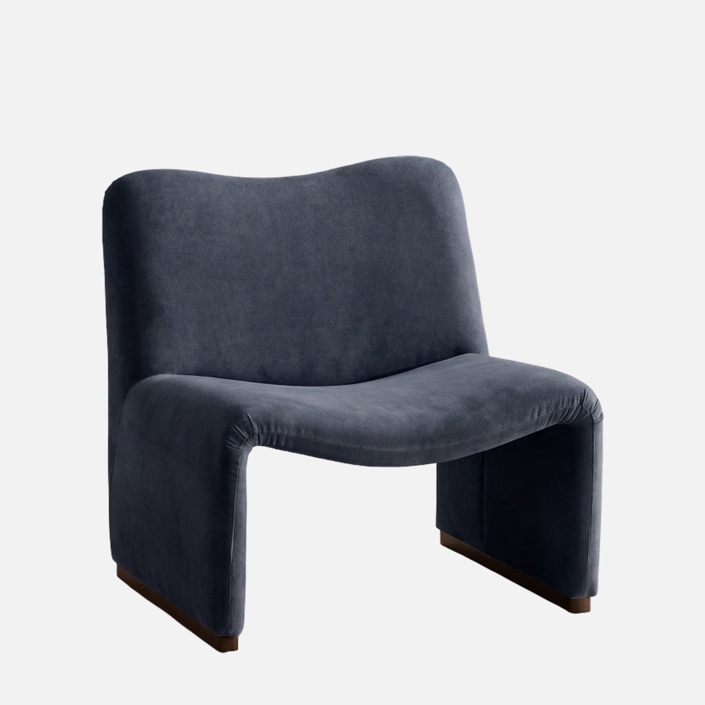 Zeenvik Sculpted Modern Steel Blue Velvet Lounge Chair