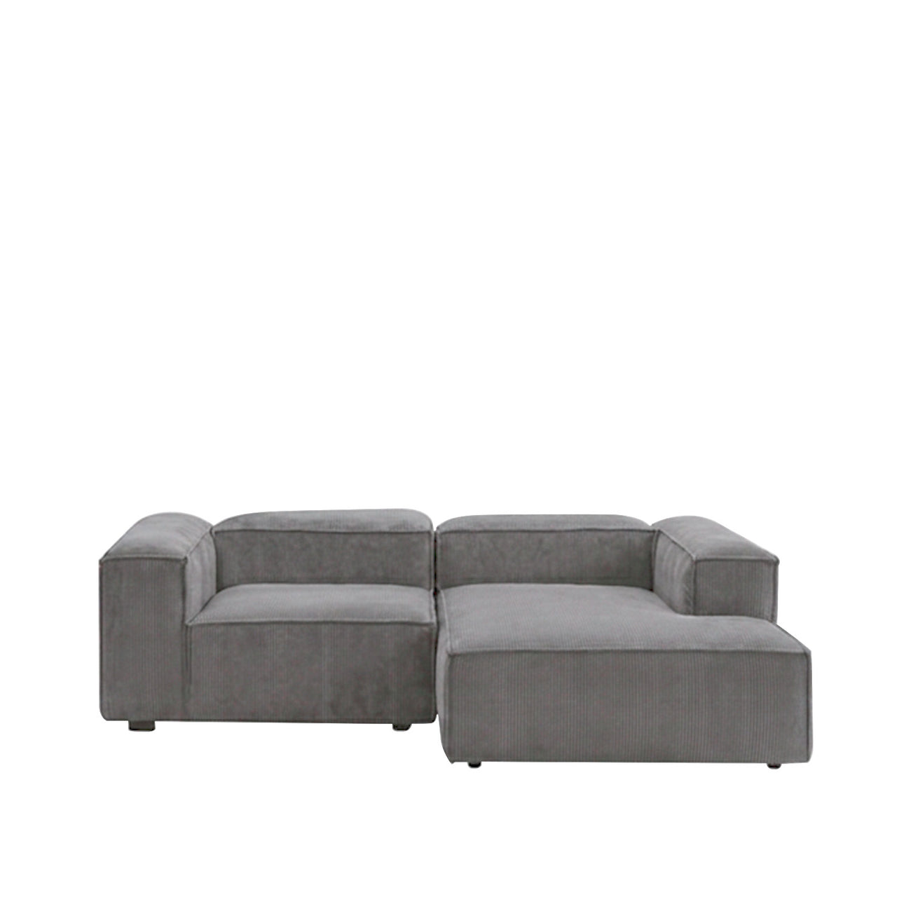 Elegant Edge 2 Seater Versatile Corduroy Grey L Shaped Sofa