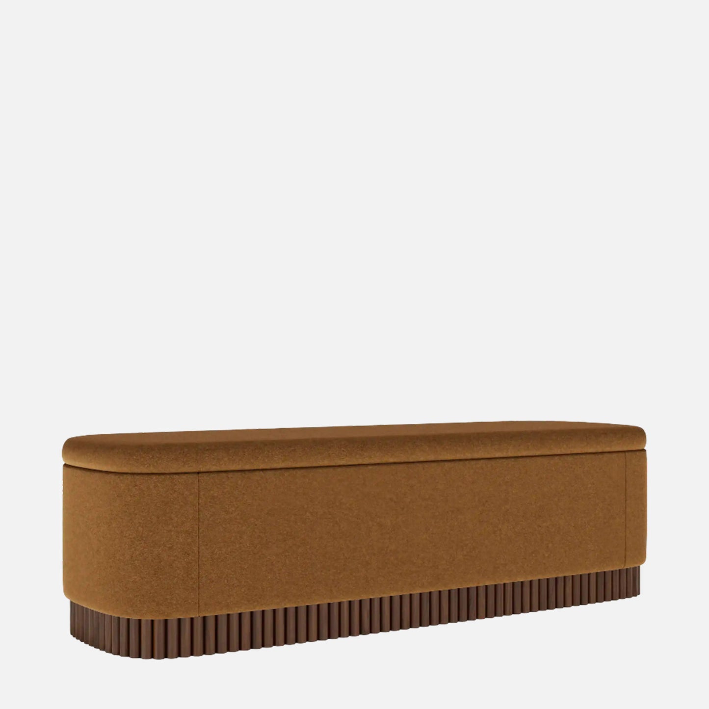 Lunara Edge Caramel Brown Boucle Storage Bench